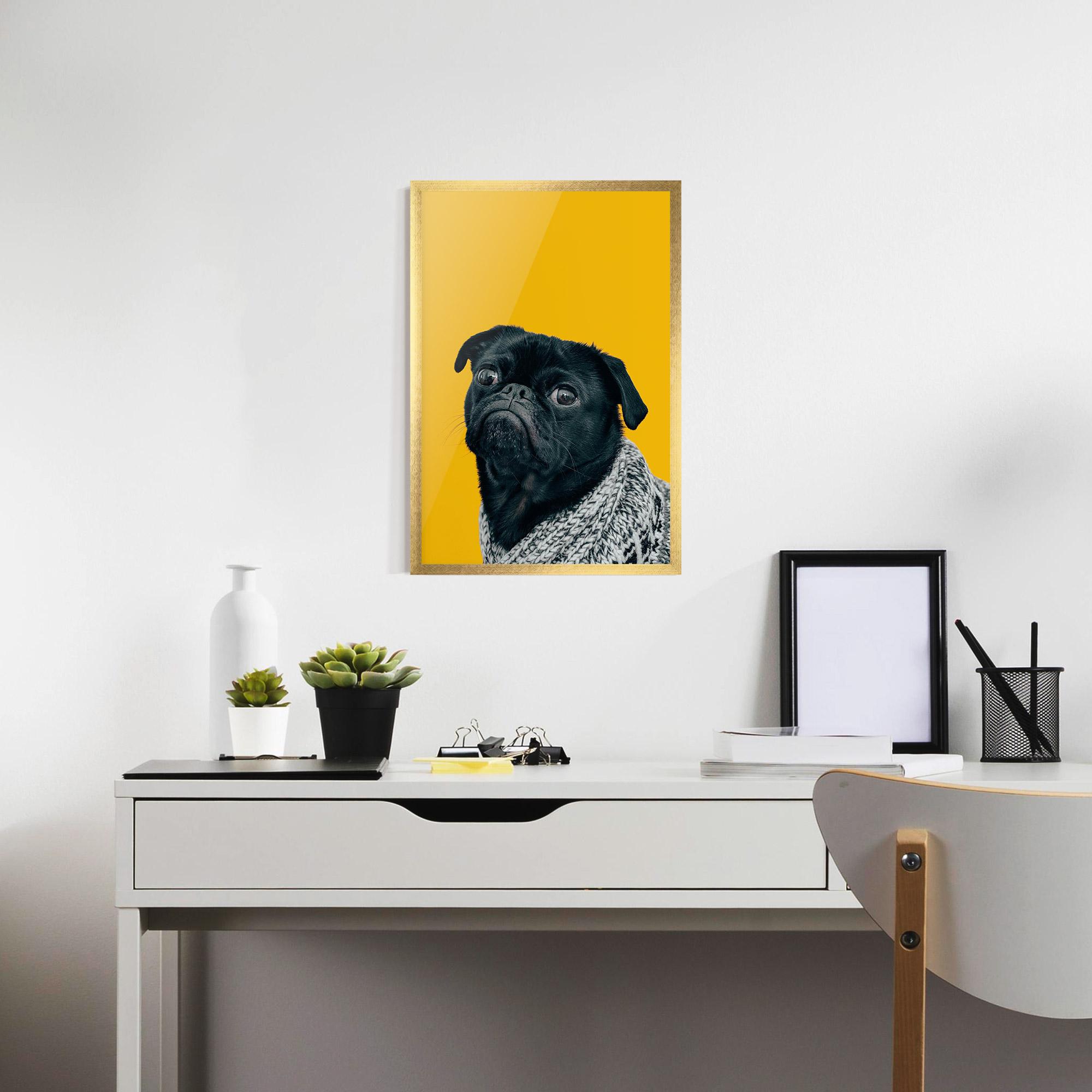 Gerahmte Poster Black Pug mockup 7