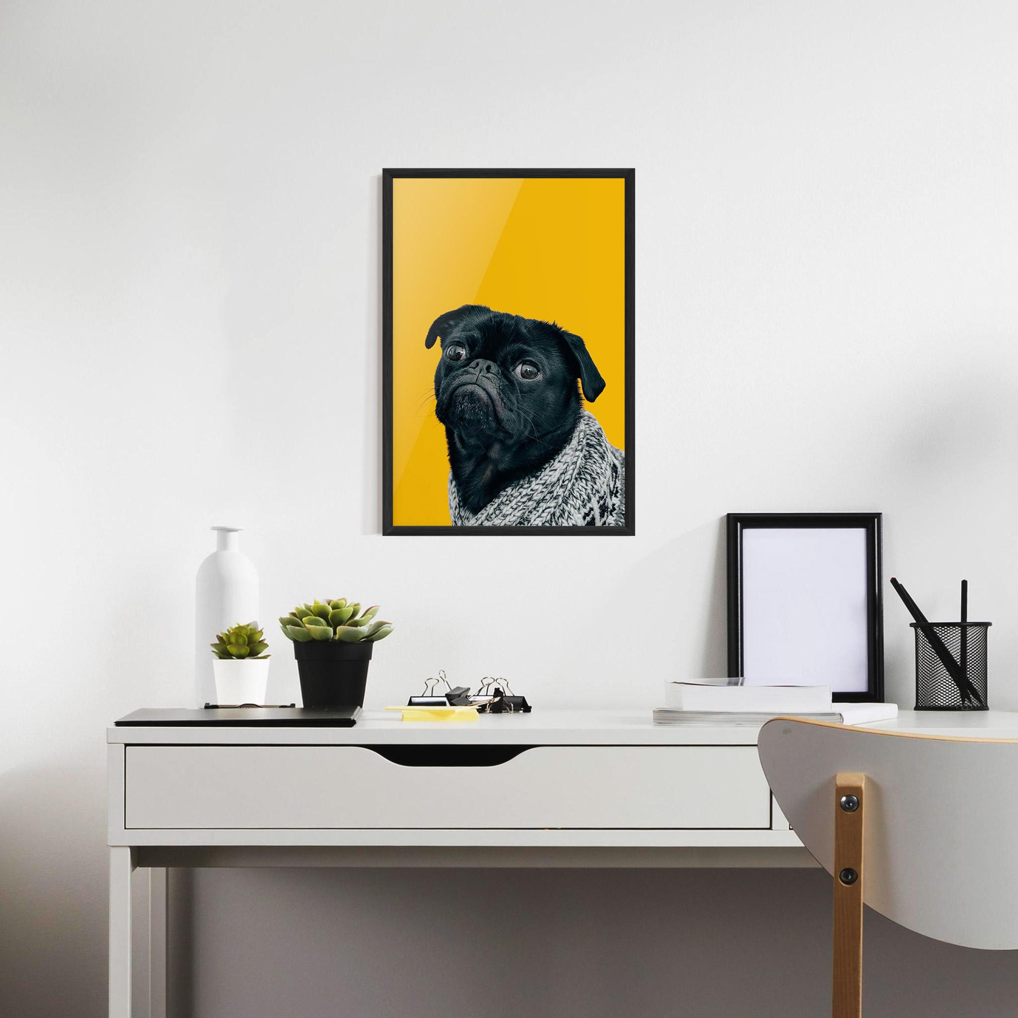 Gerahmte Poster Black Pug mockup 7