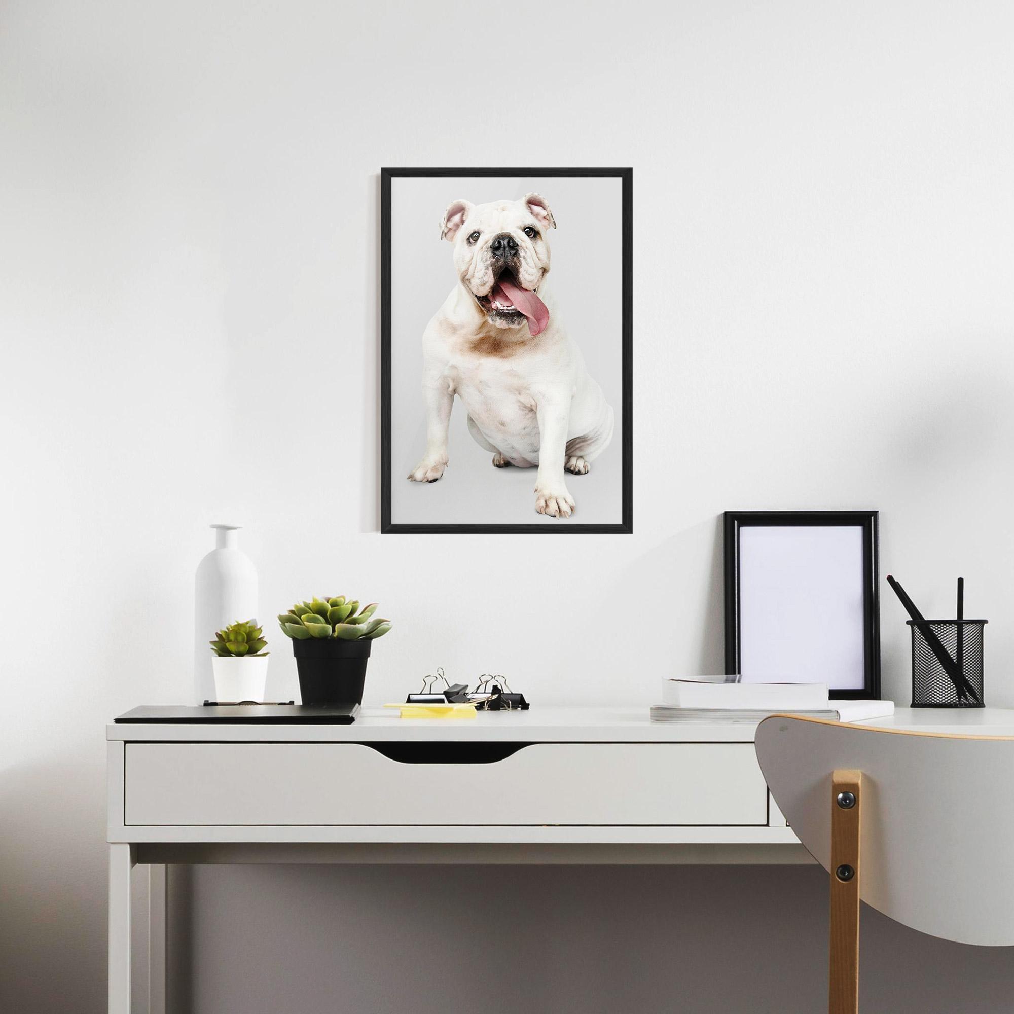 Gerahmte Poster Happy White Dog mockup 7