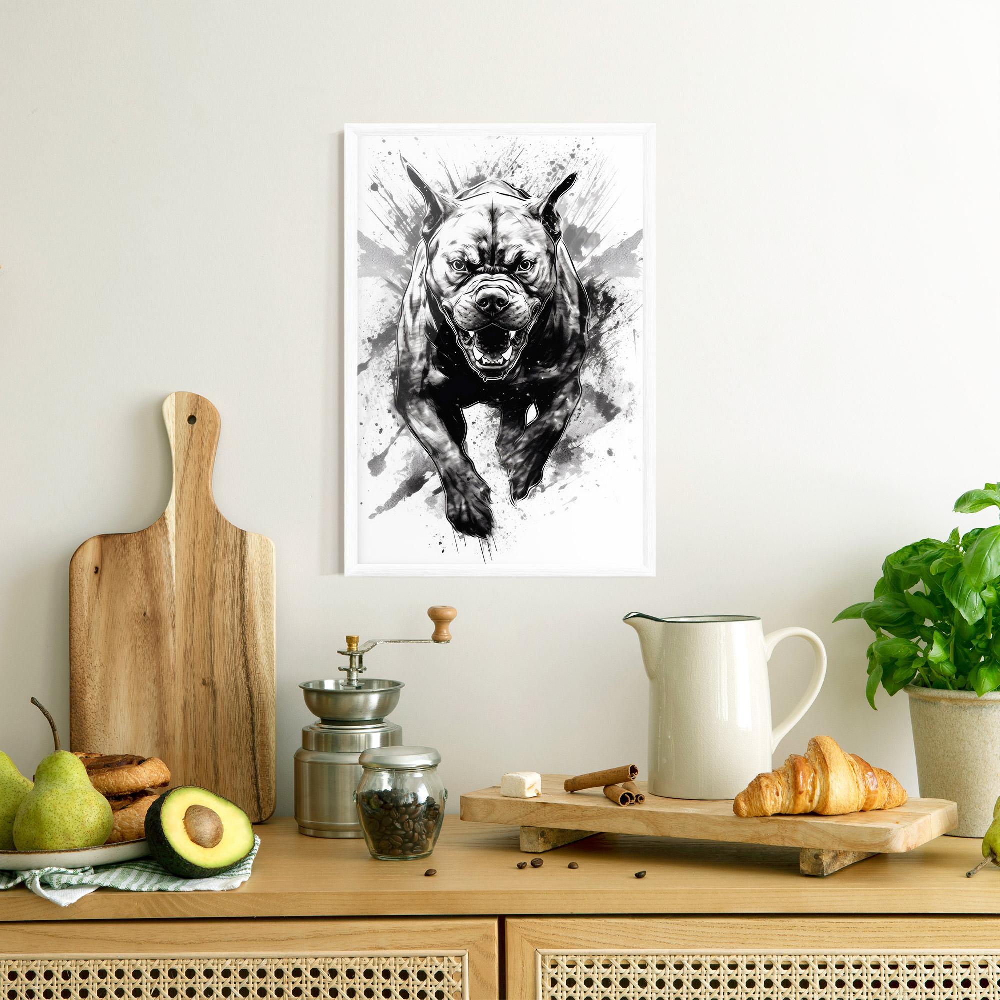 Gerahmte Poster Angry Dog Jump mockup 8