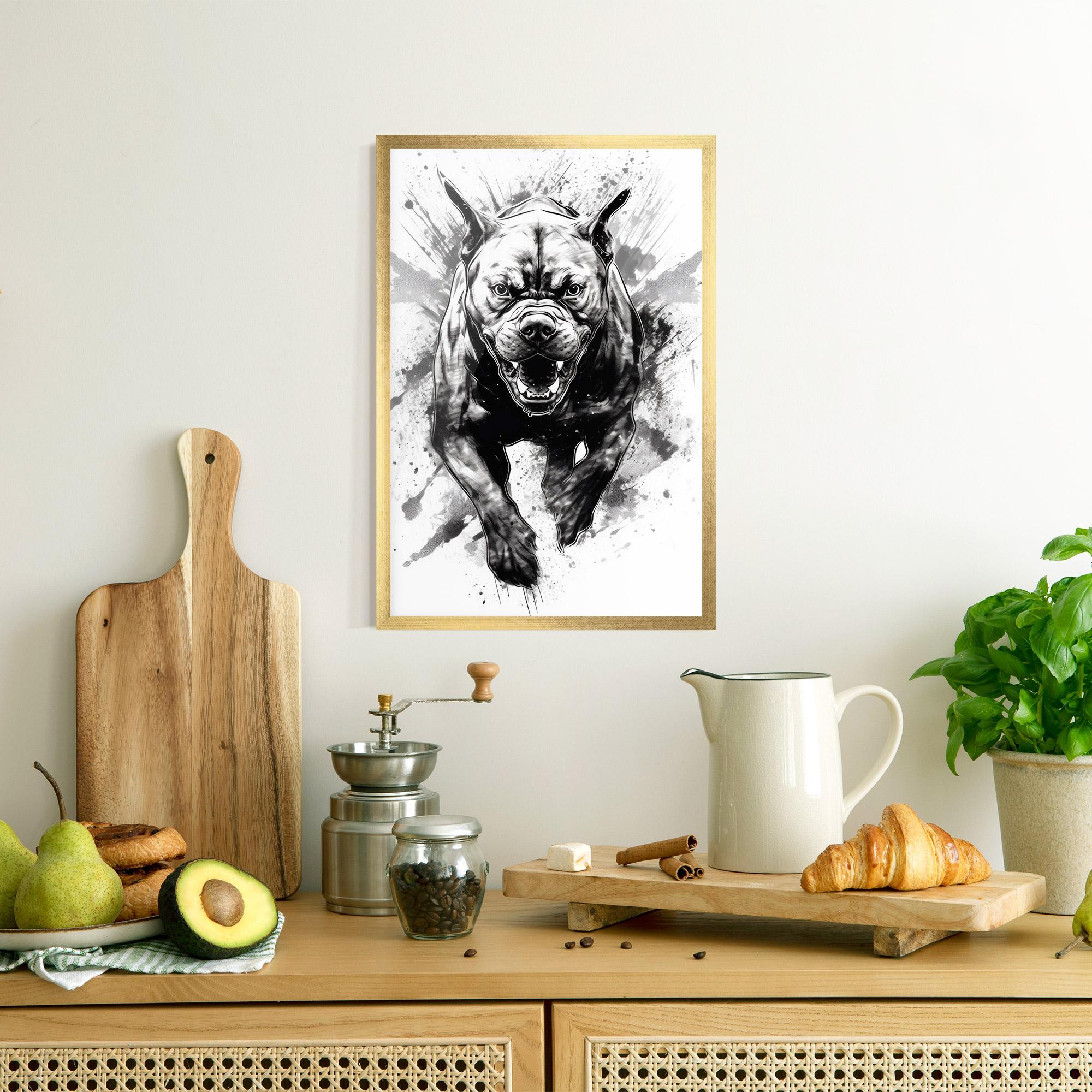 Gerahmte Poster Angry Dog Jump mockup 8