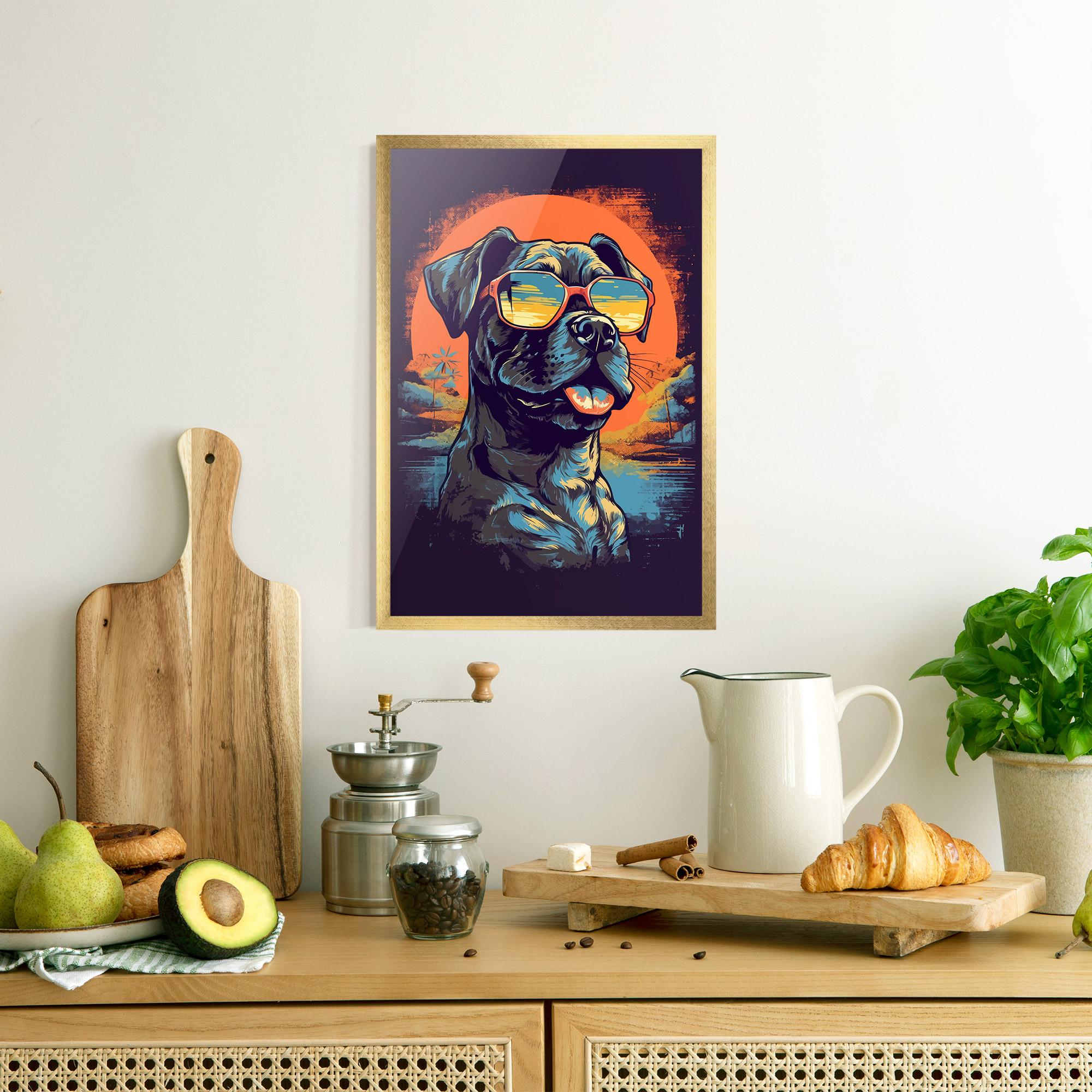 Gerahmte Poster Sunset Dog mockup 8