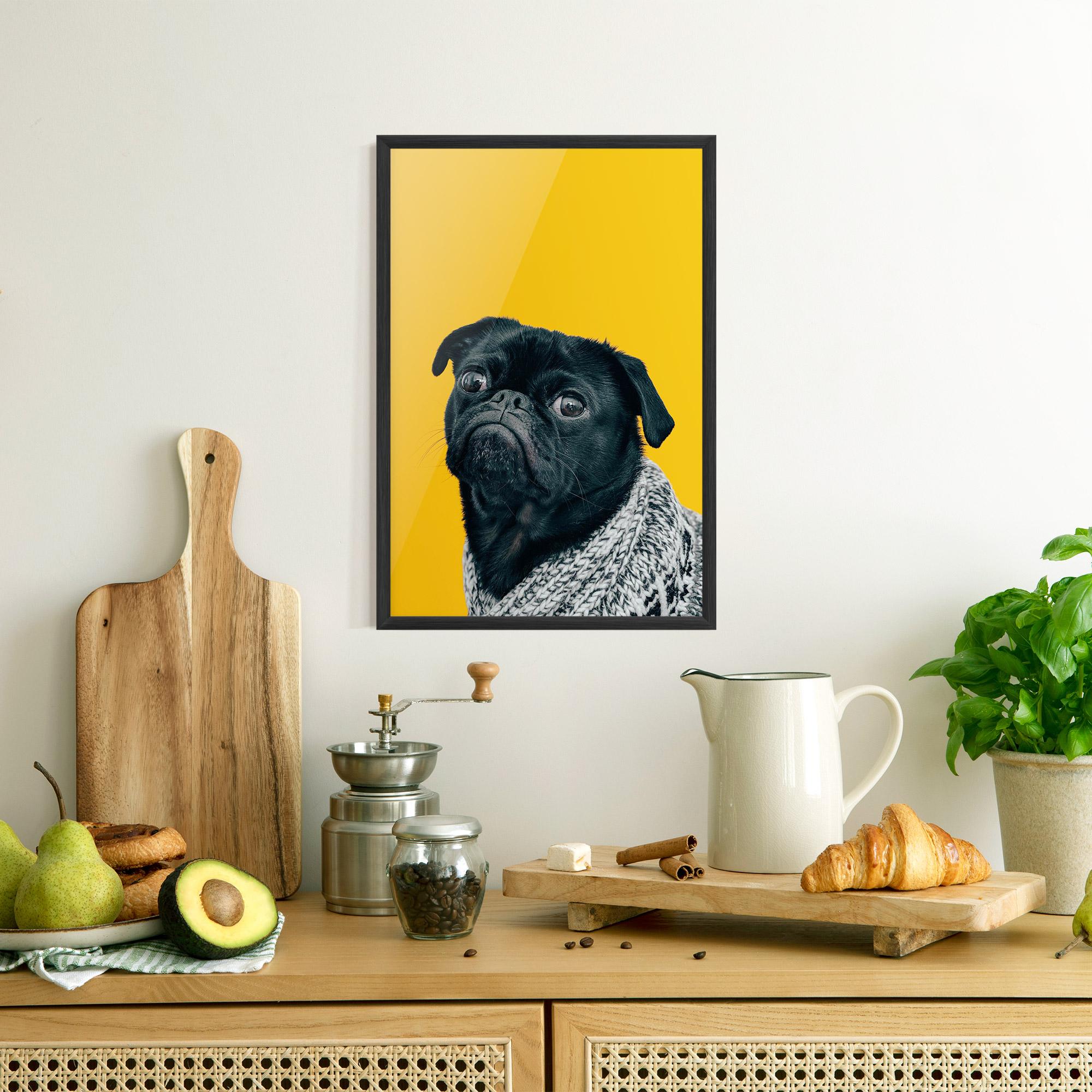 Gerahmte Poster Black Pug mockup 8