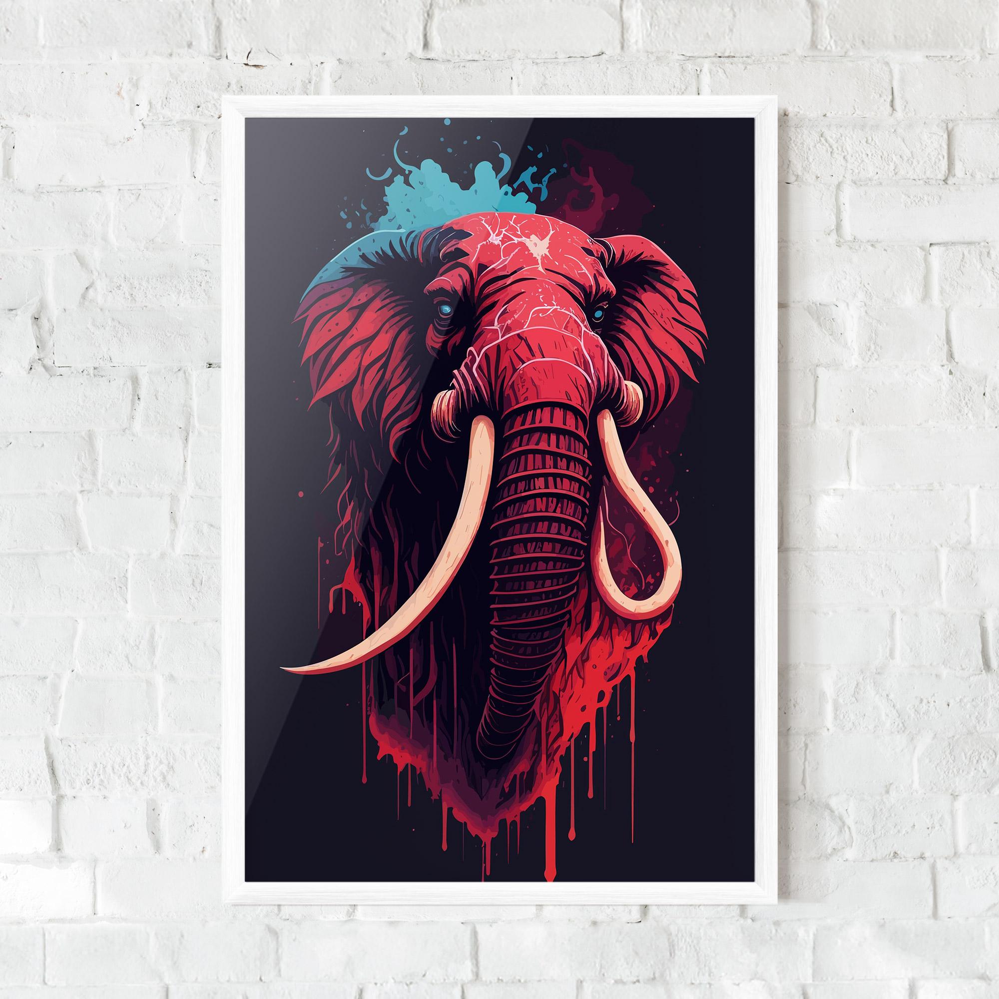 Gerahmte Poster Blue Red Elephant mockup 0
