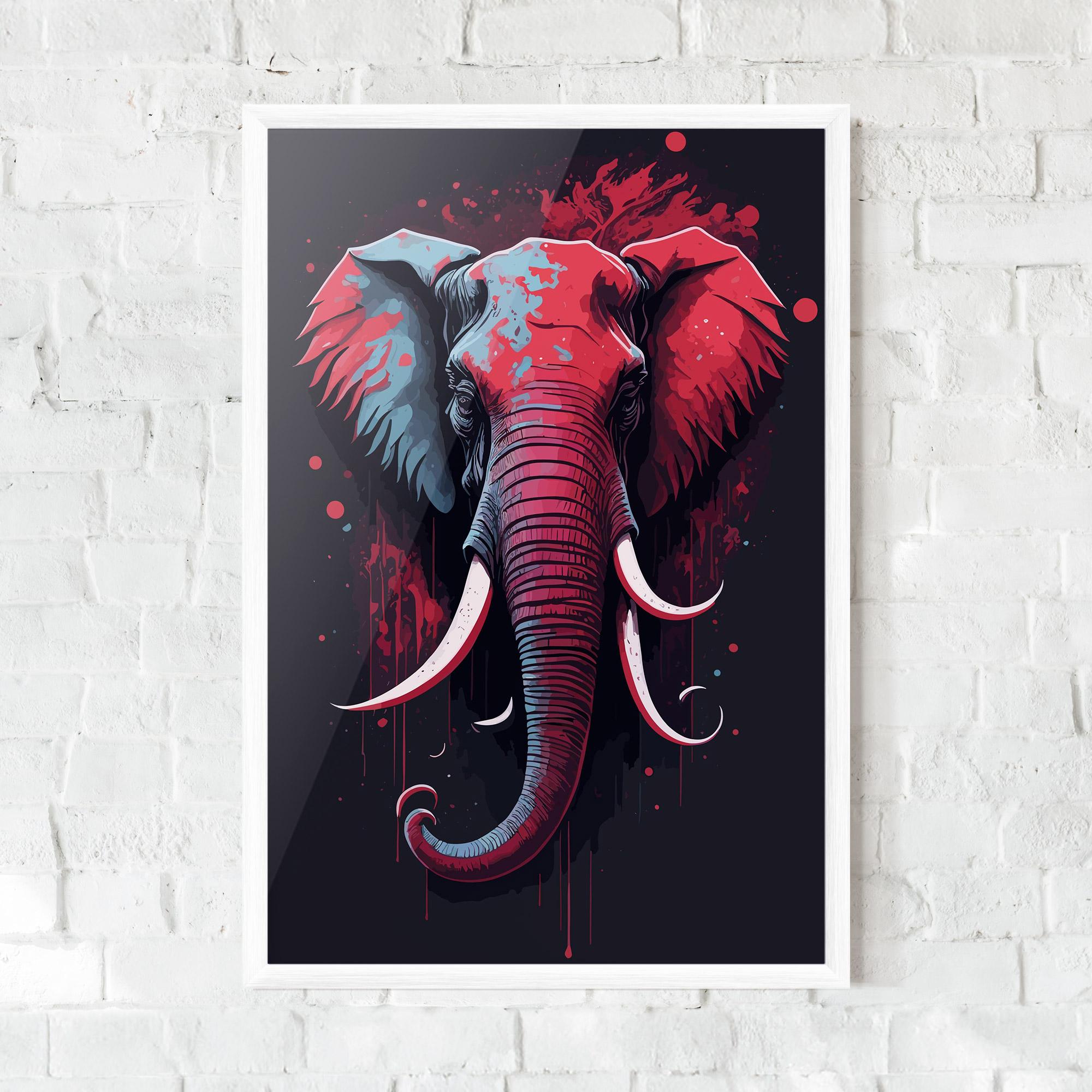 Gerahmte Poster Red Blue Elephant mockup 0