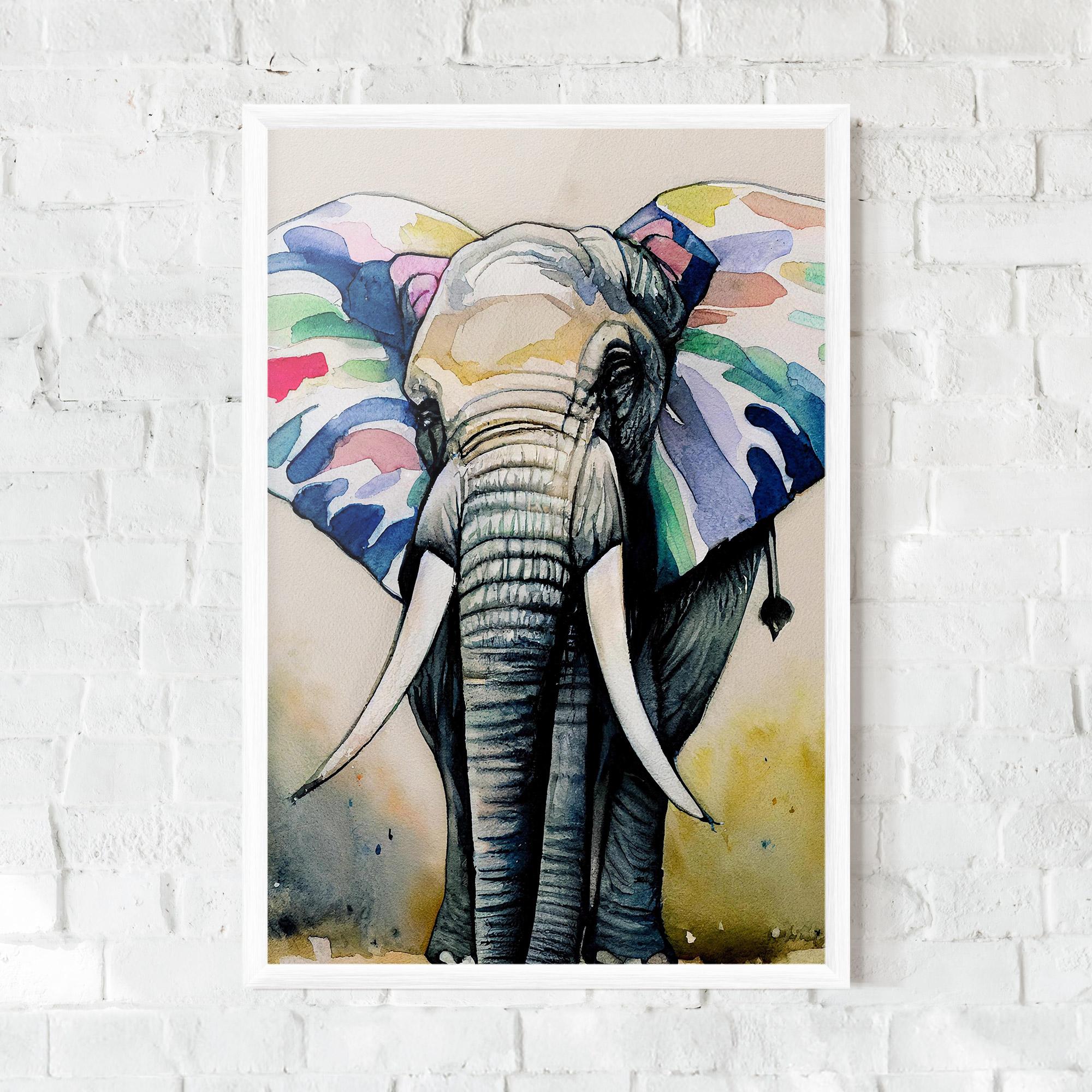 Gerahmte Poster Watercolor Elephant Art mockup 0