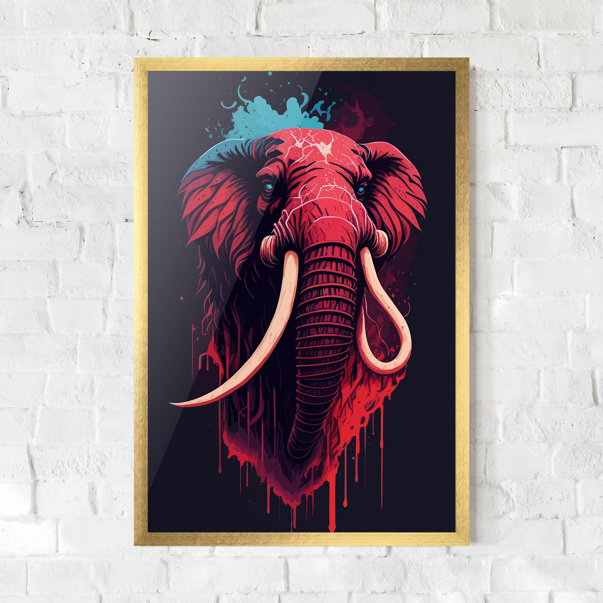 Gerahmte Poster Blue Red Elephant mockup 0