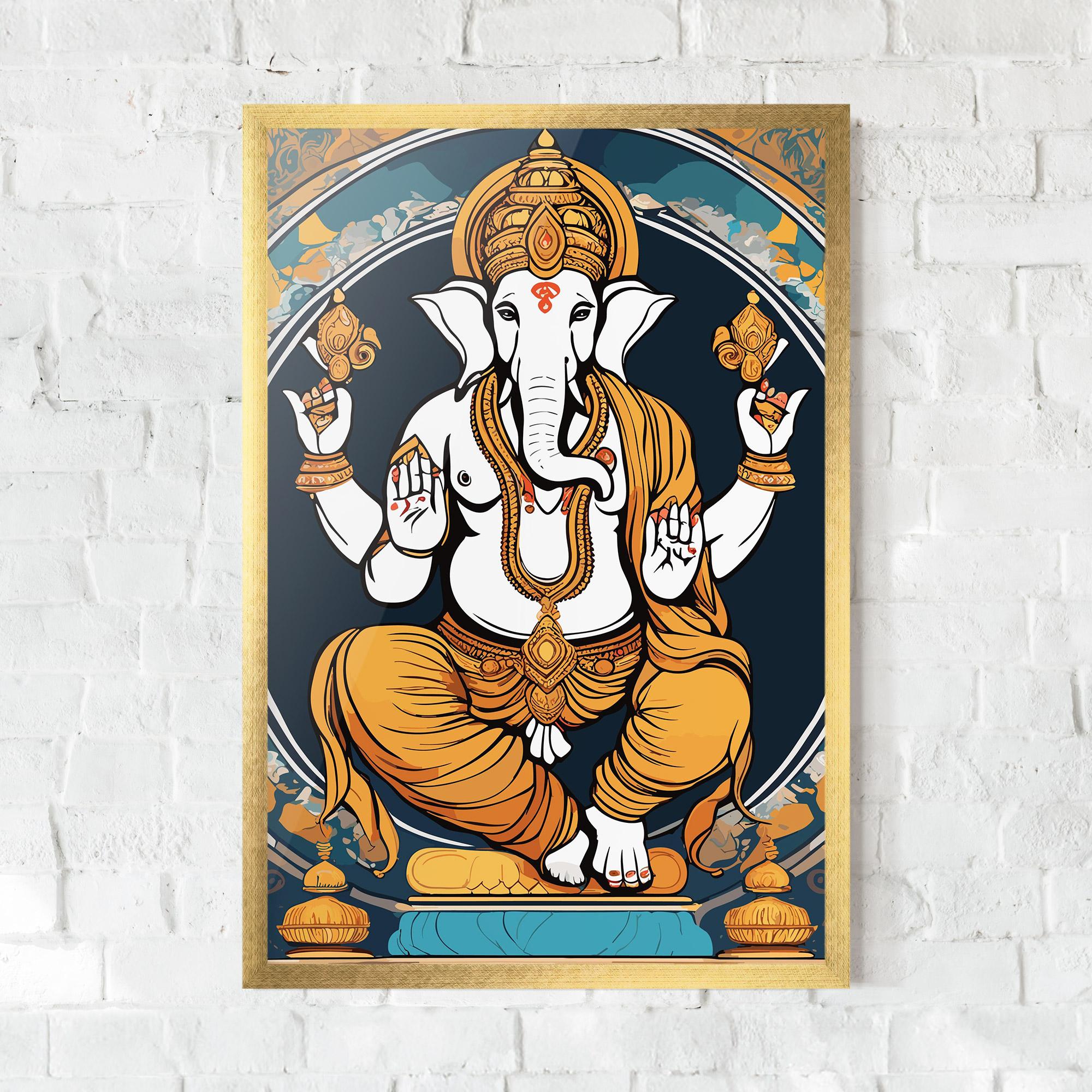 Gerahmte Poster Gold Ganpati mockup 0