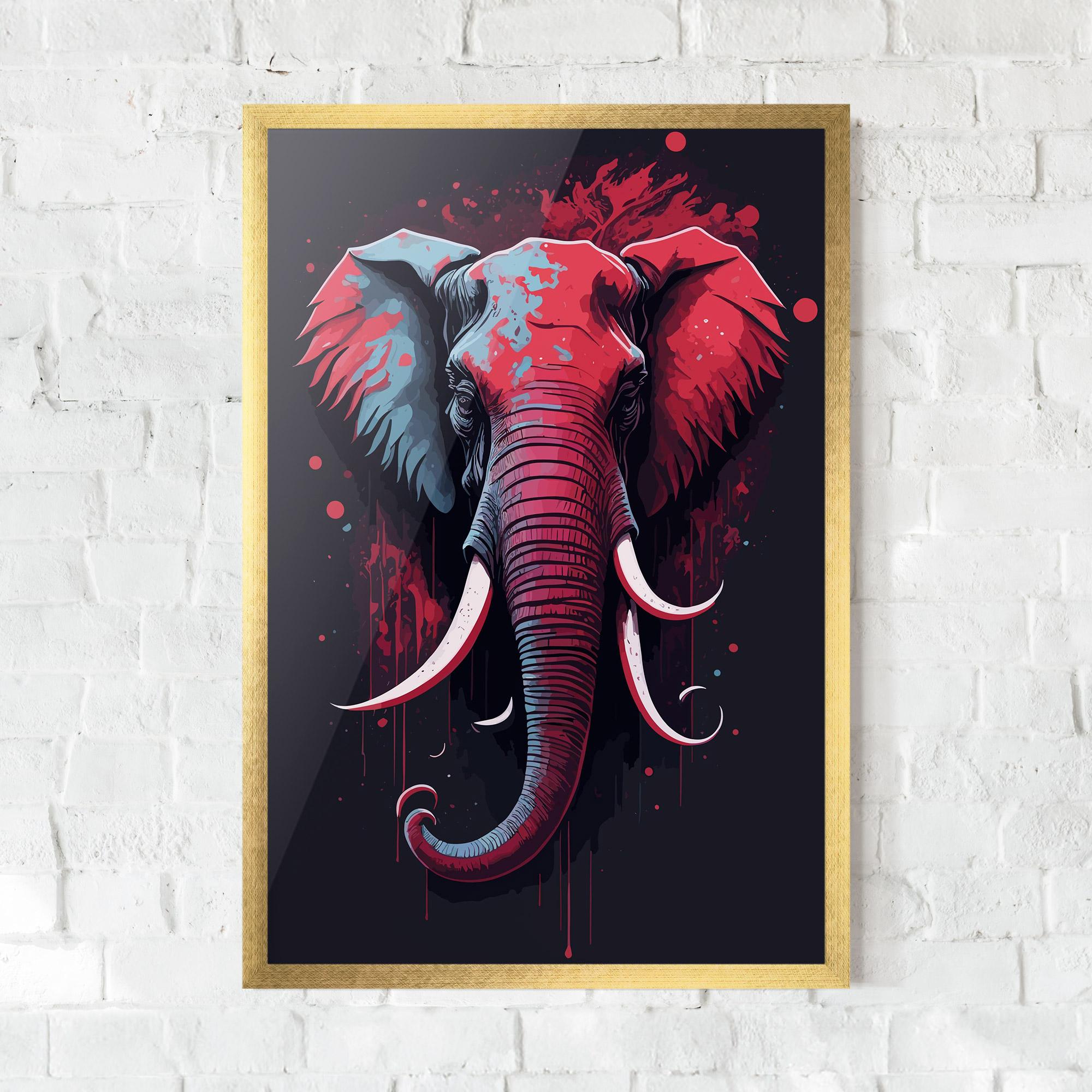 Gerahmte Poster Red Blue Elephant mockup 0