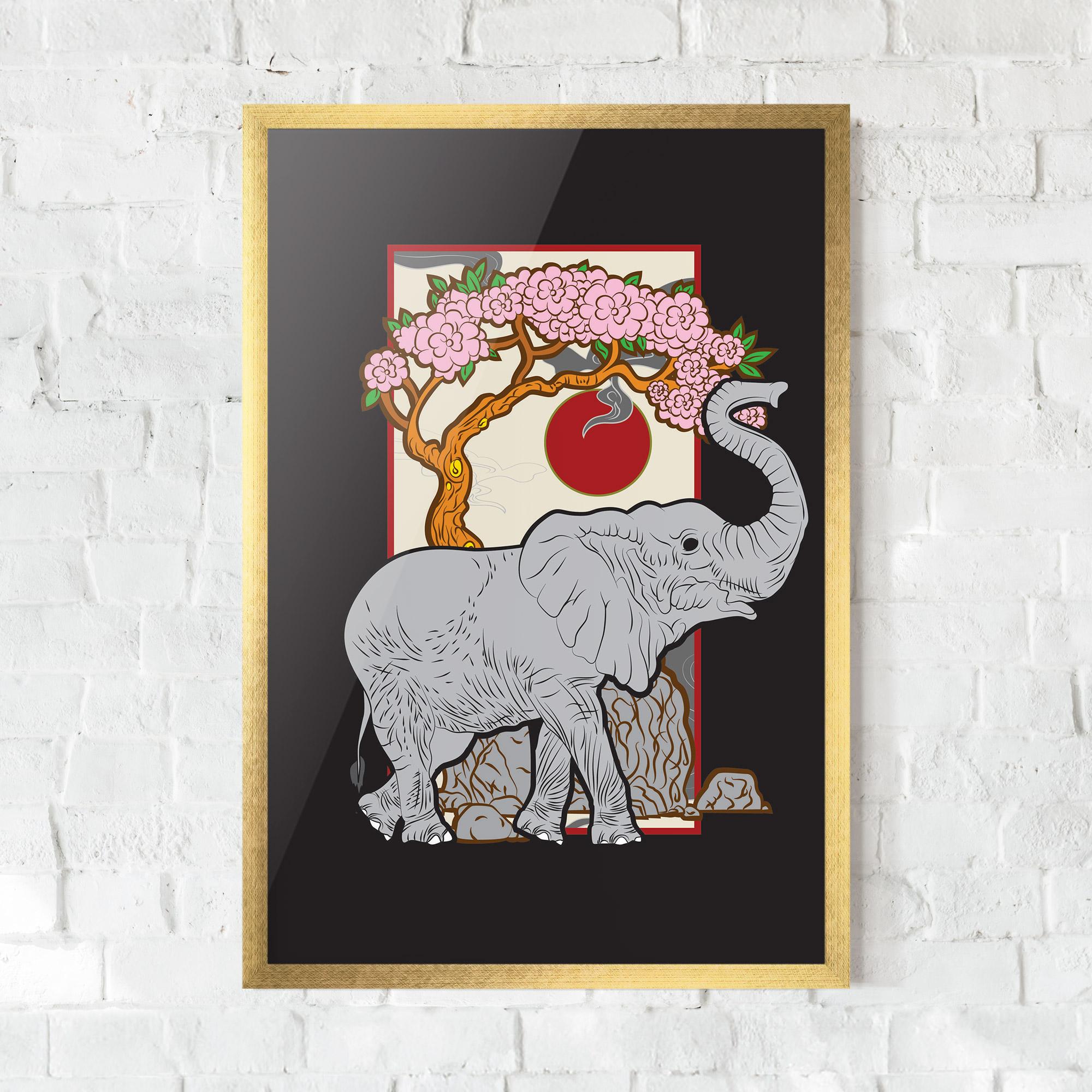 Gerahmte Poster Three Elephant mockup 0
