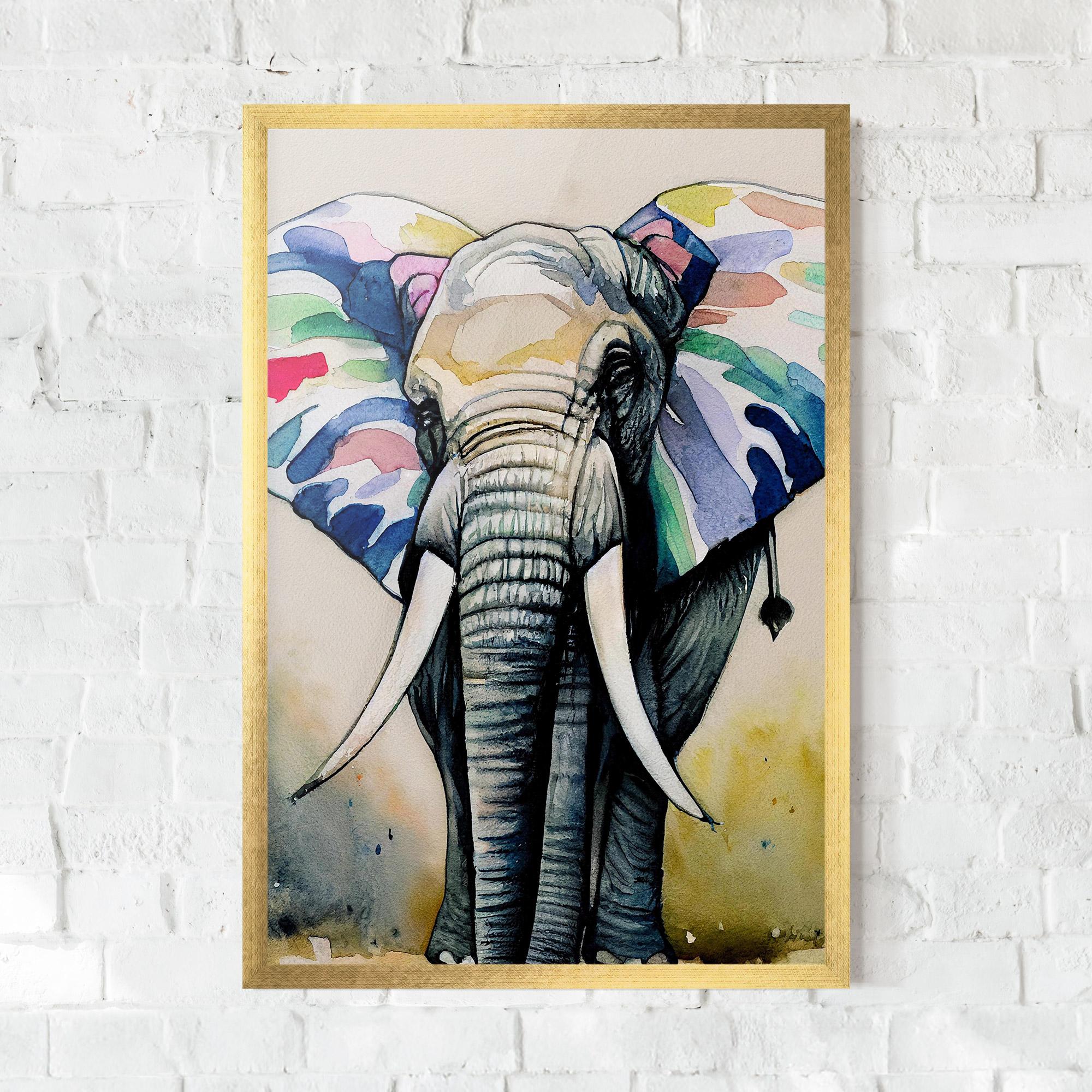 Gerahmte Poster Watercolor Elephant Art mockup 0