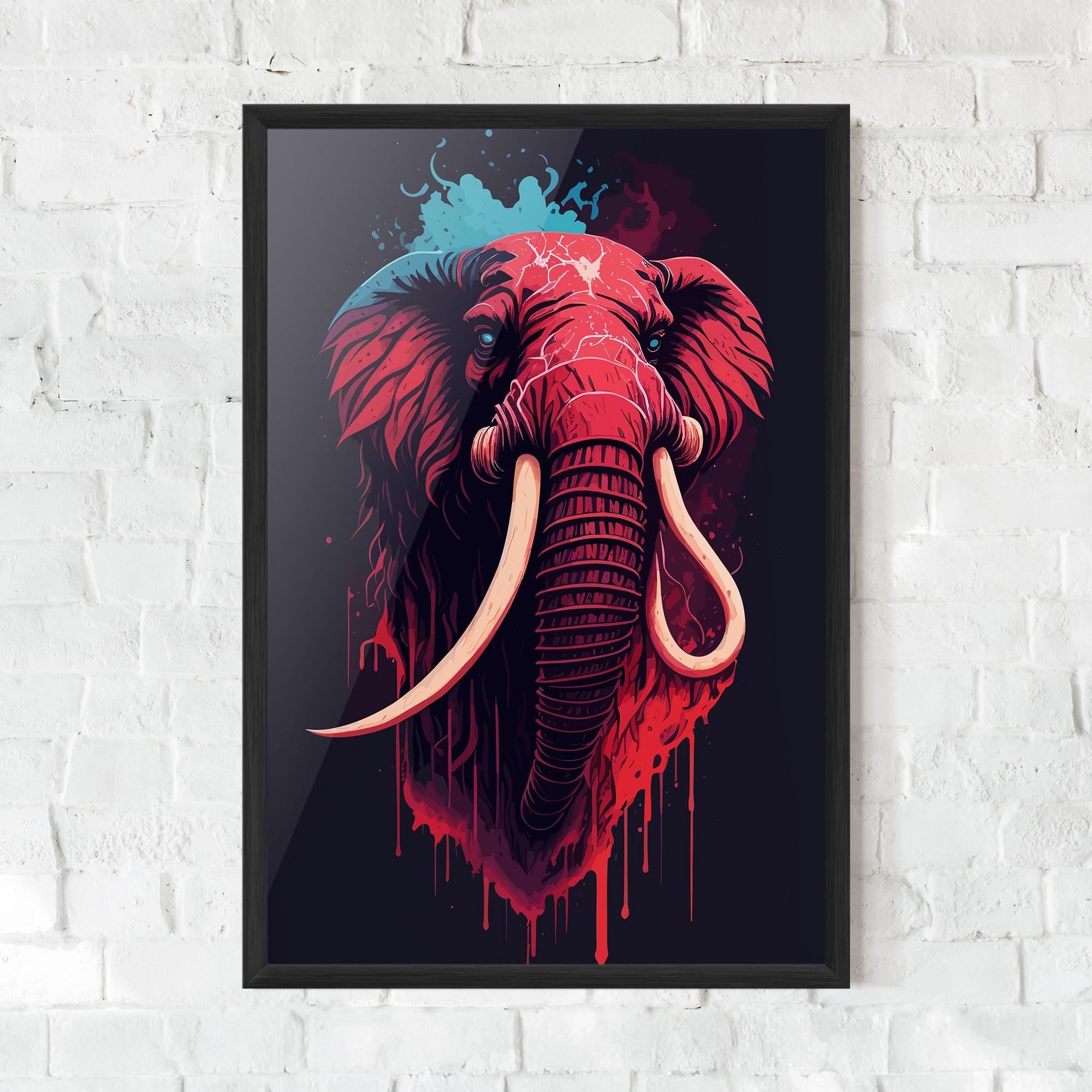 Gerahmte Poster Blue Red Elephant mockup 0