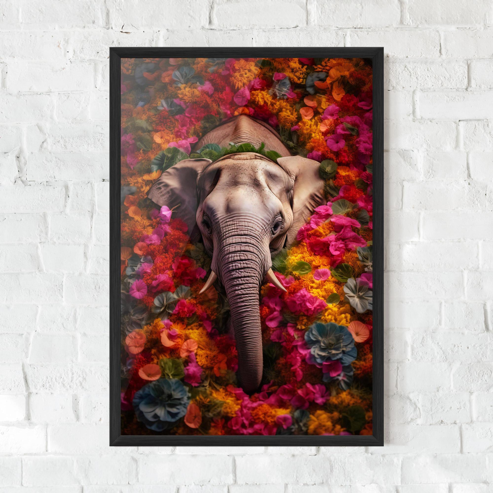 Gerahmte Poster Flower Elephant mockup 0