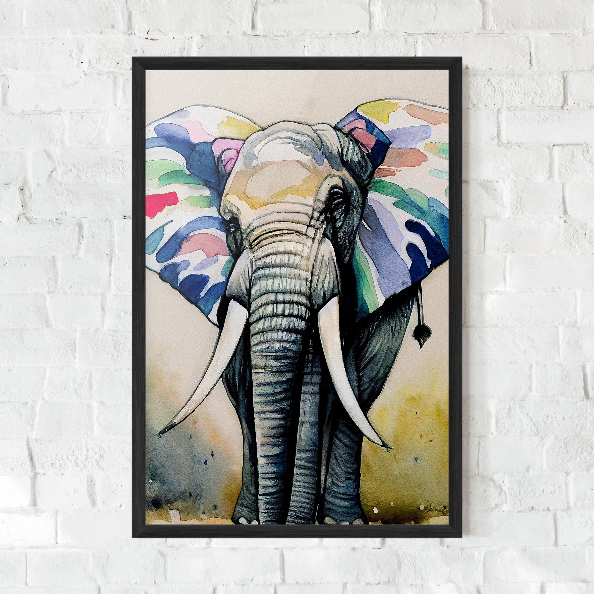 Watercolor Elephant Art mockup 0