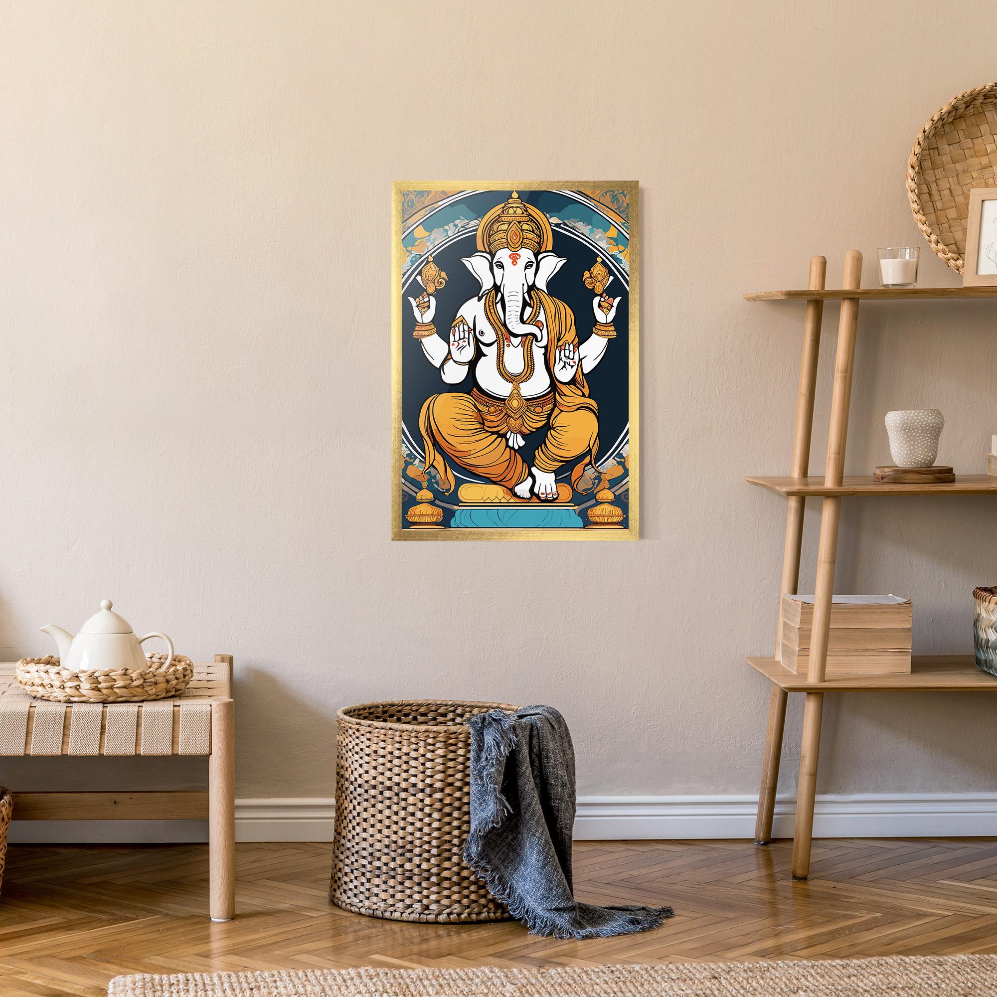 Gerahmte Poster Gold Ganpati mockup 9