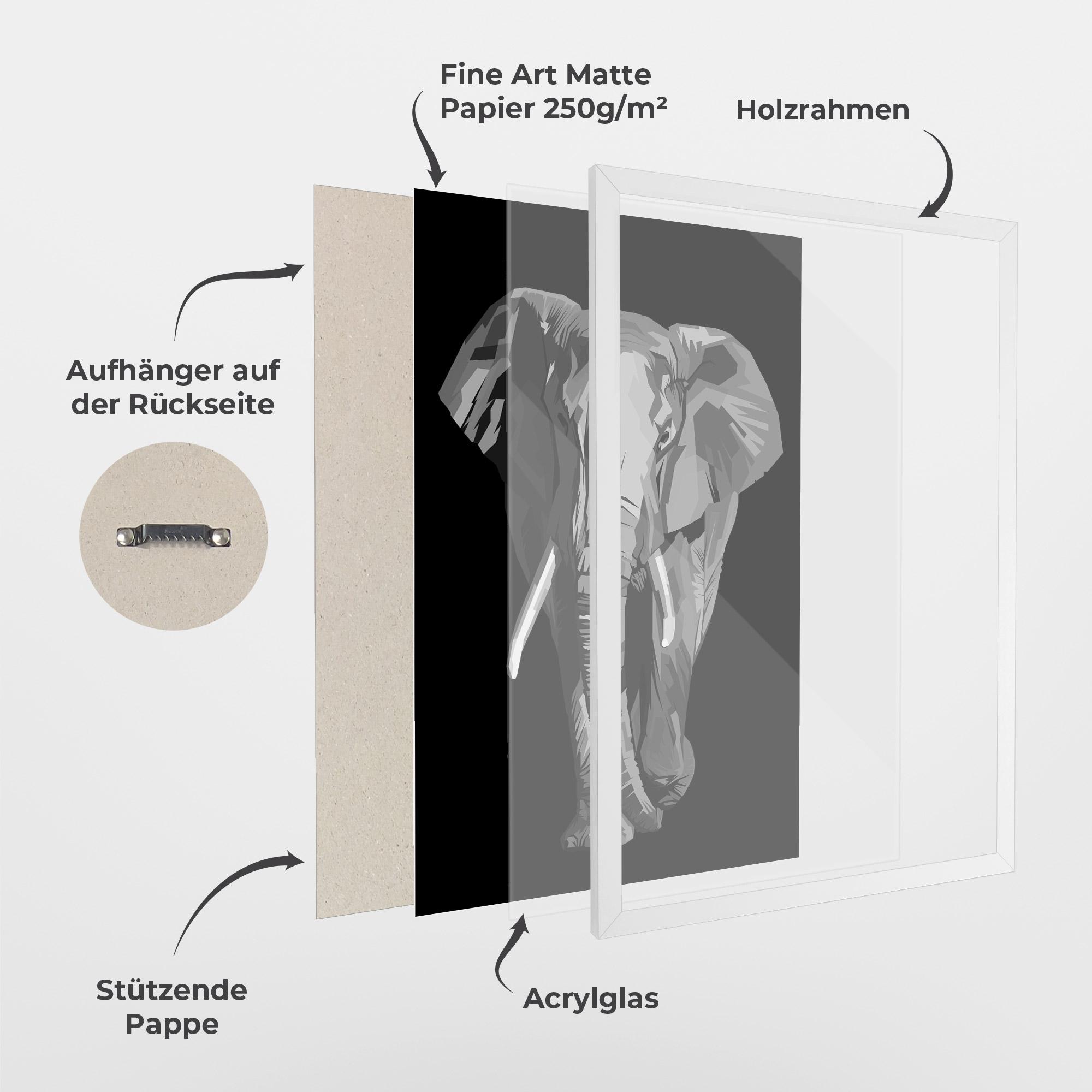 Gerahmte Poster Beautiful Grey Elephant mockup 1