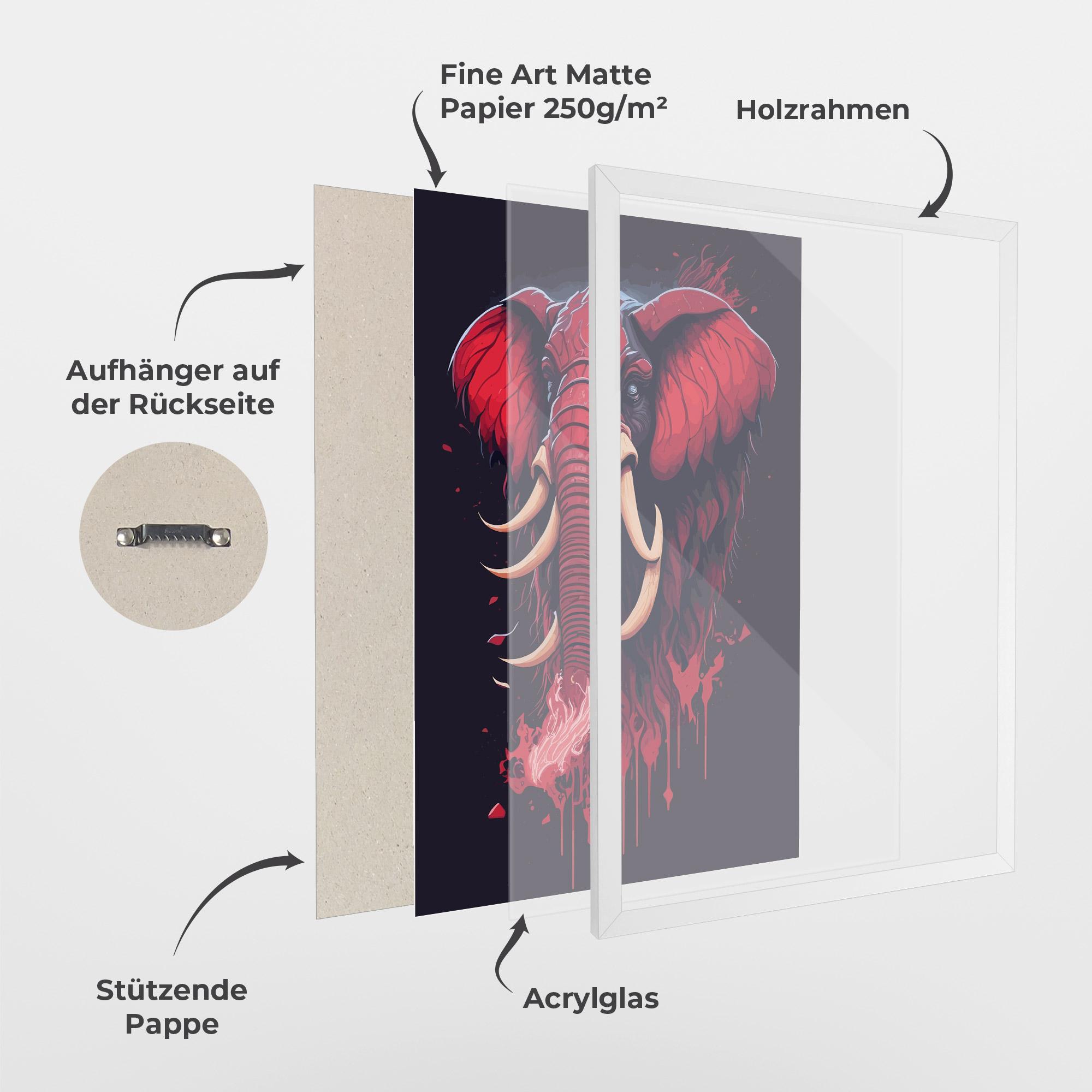 Gerahmte Poster Bloody Elephant mockup 1