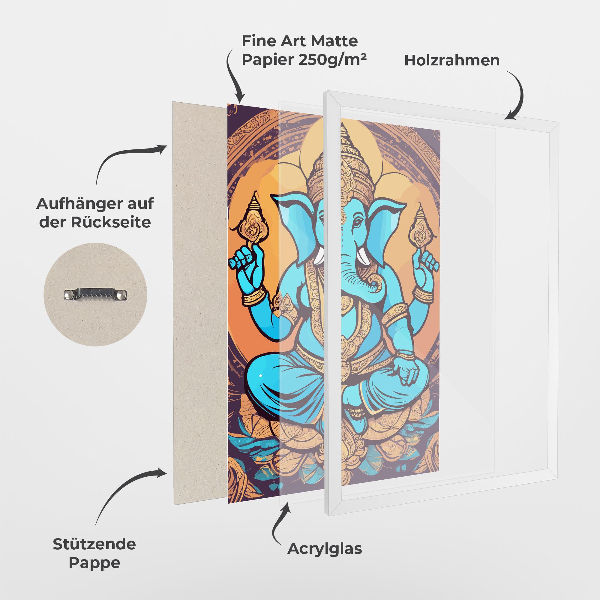 Gerahmte Poster Blue Elephant mockup 1