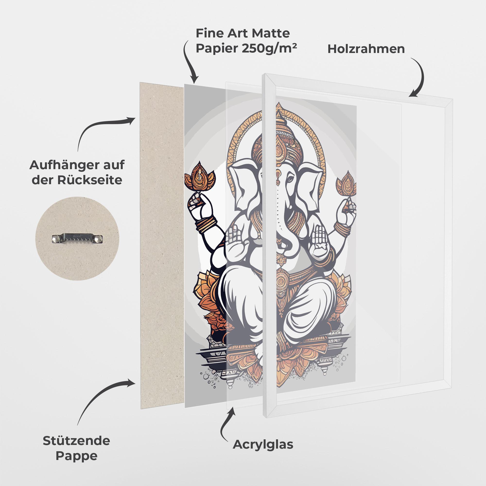 Gerahmte Poster Chaturthi Grey mockup 1