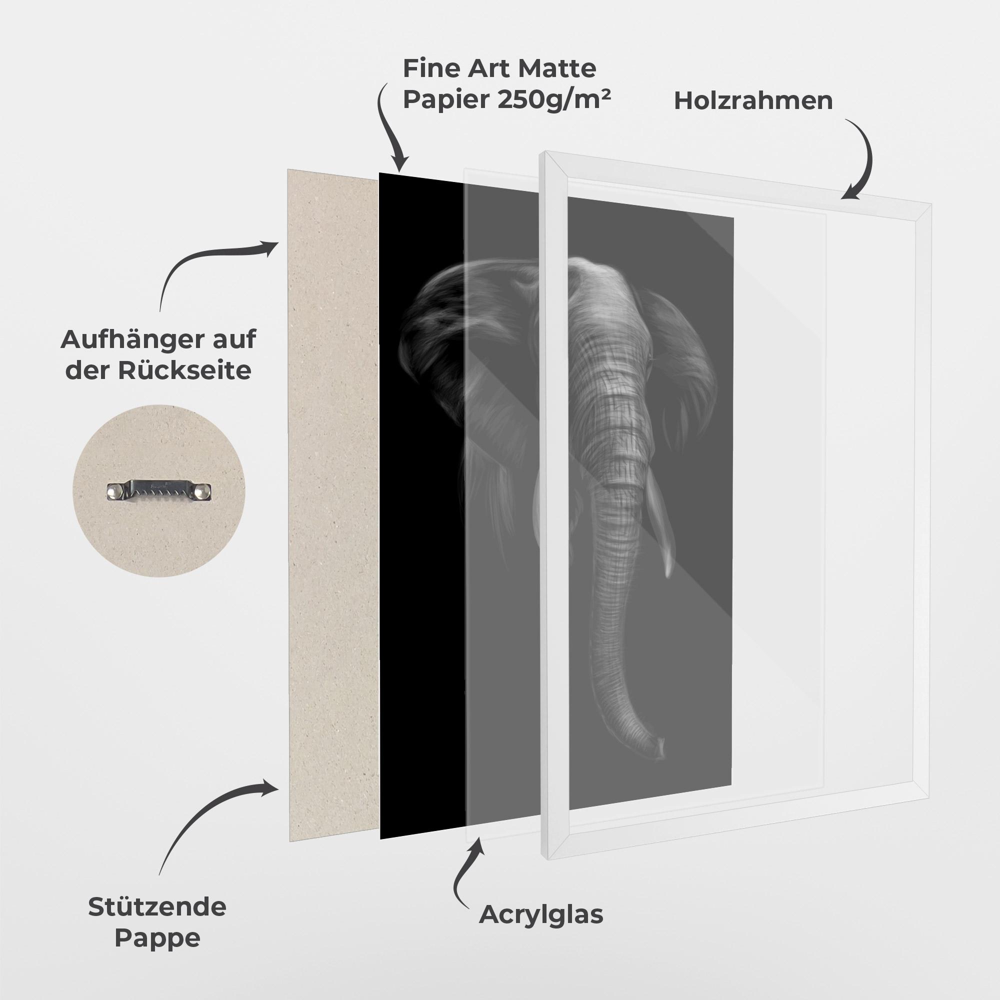 Gerahmte Poster Elephant Head mockup 1