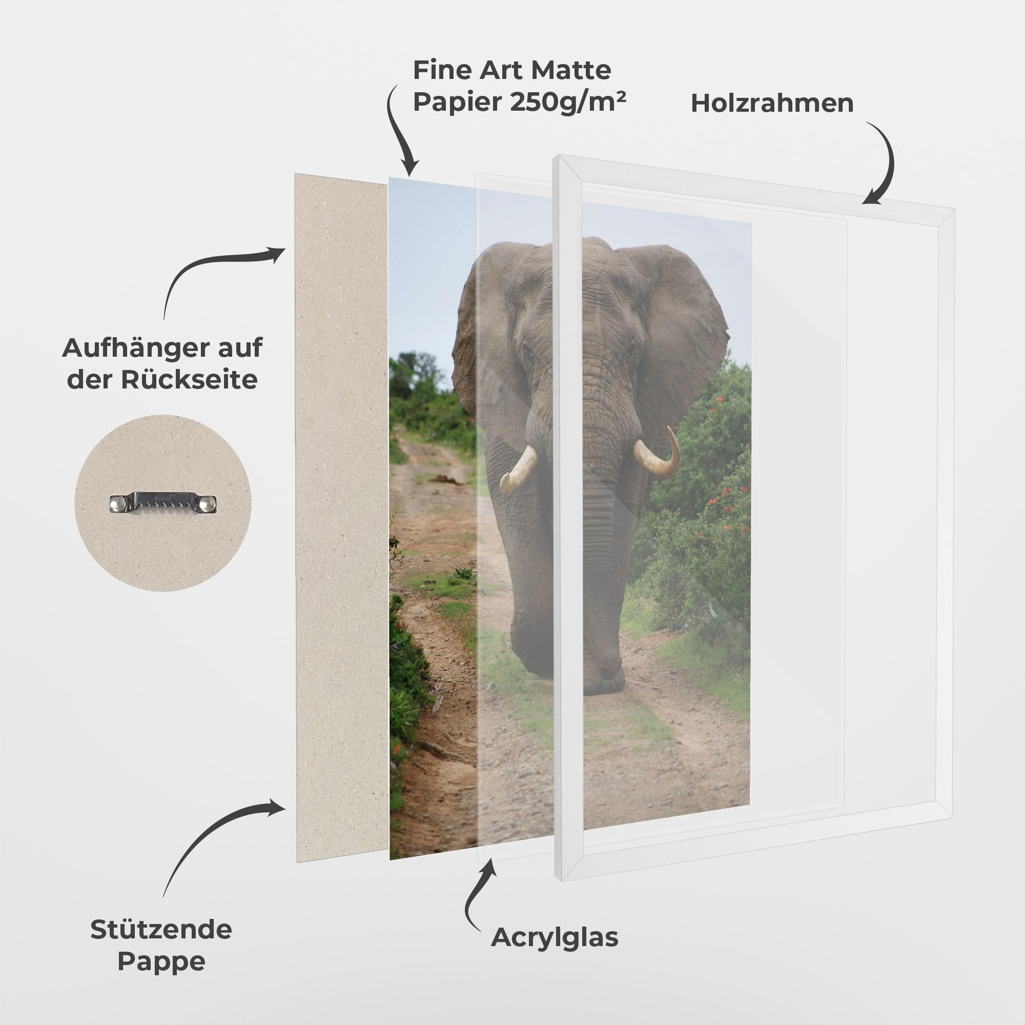 Gerahmte Poster Elephant Safari mockup 1