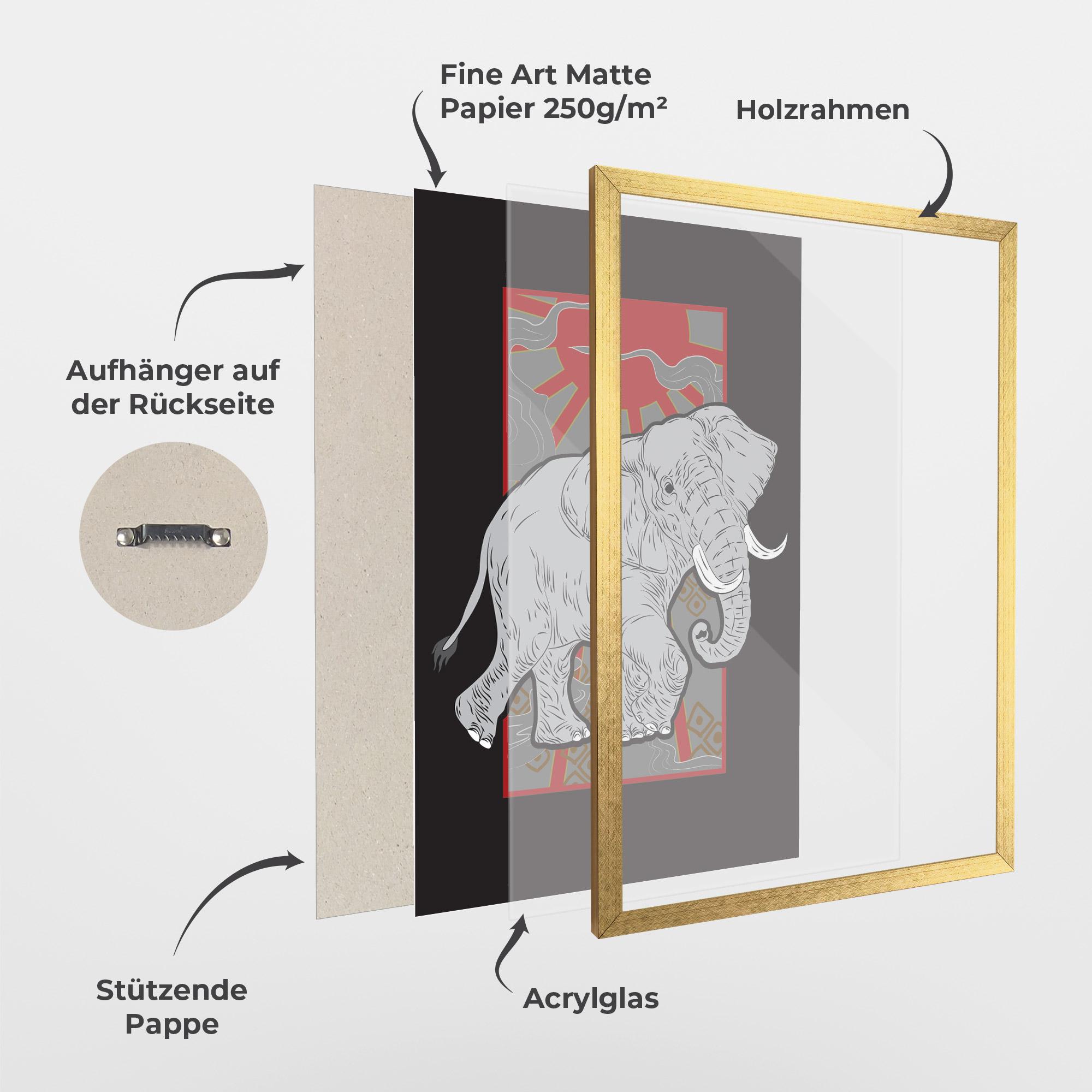 Gerahmte Poster Asian Elephant mockup 1