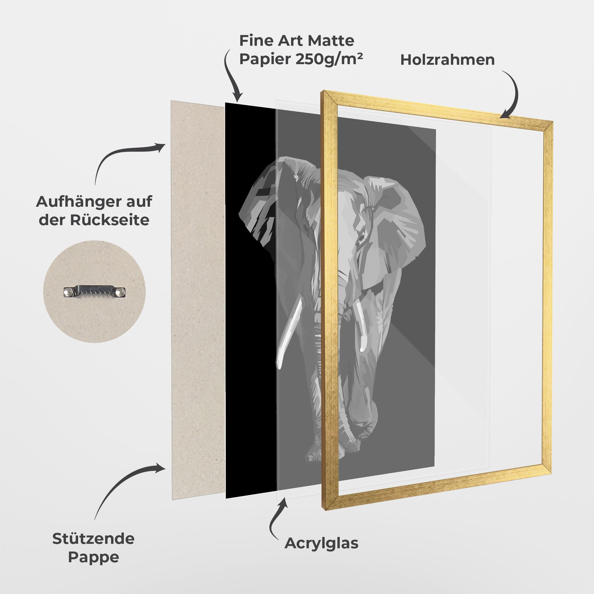 Gerahmte Poster Beautiful Grey Elephant mockup 1