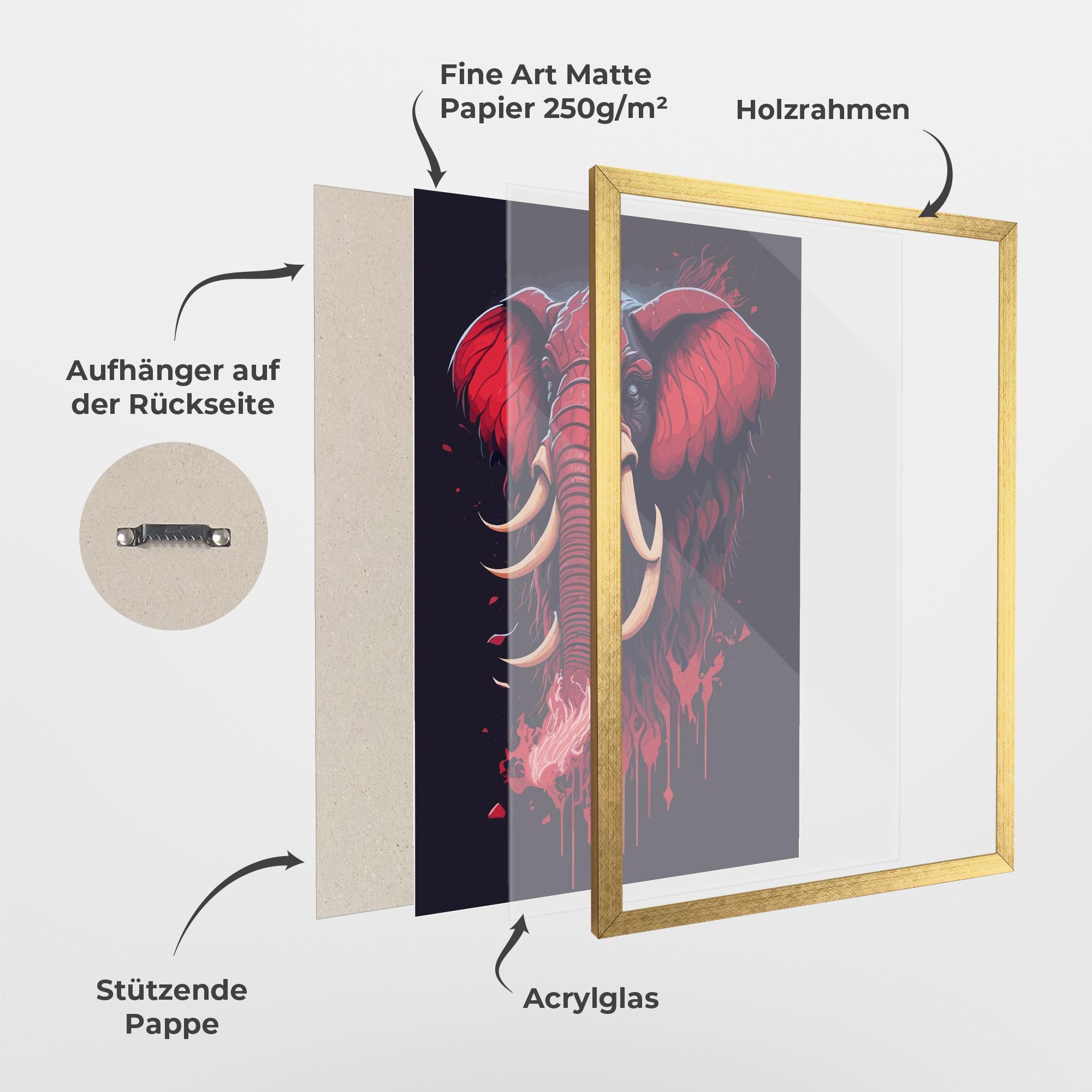 Gerahmte Poster Bloody Elephant mockup 1