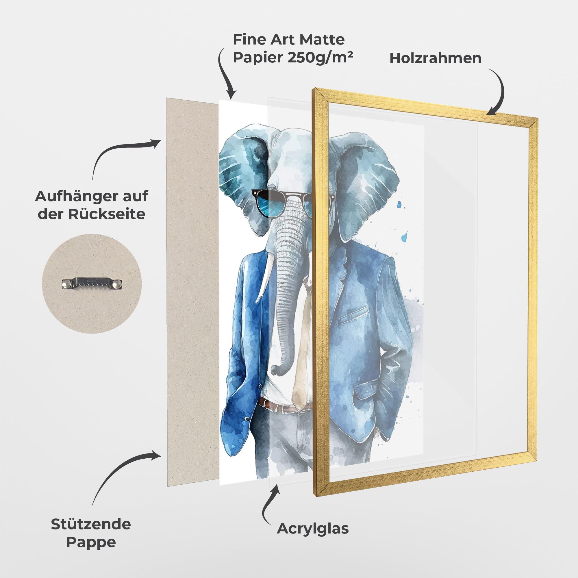 Gerahmte Poster Bussiness Elephant mockup 1