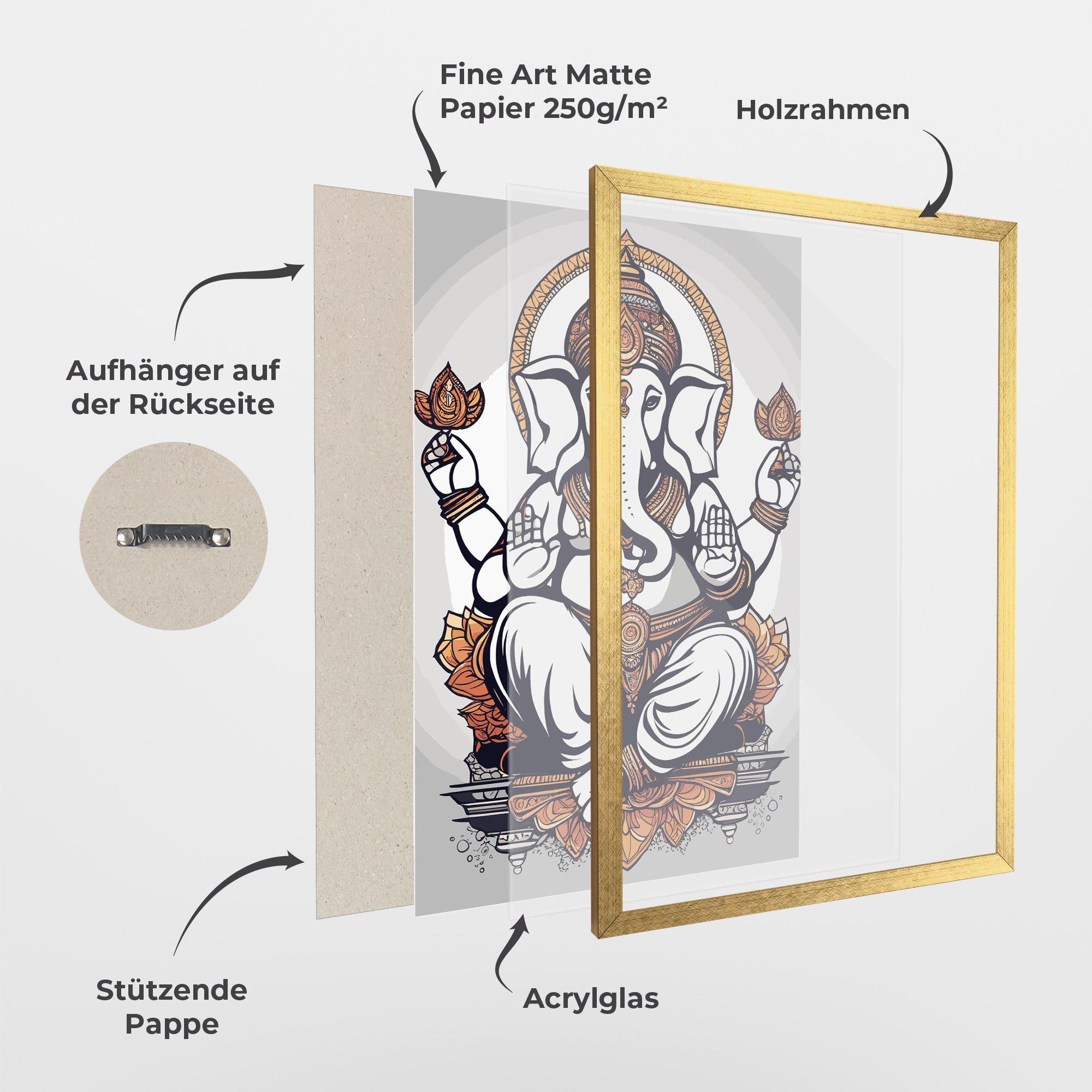 Gerahmte Poster Chaturthi Grey mockup 1