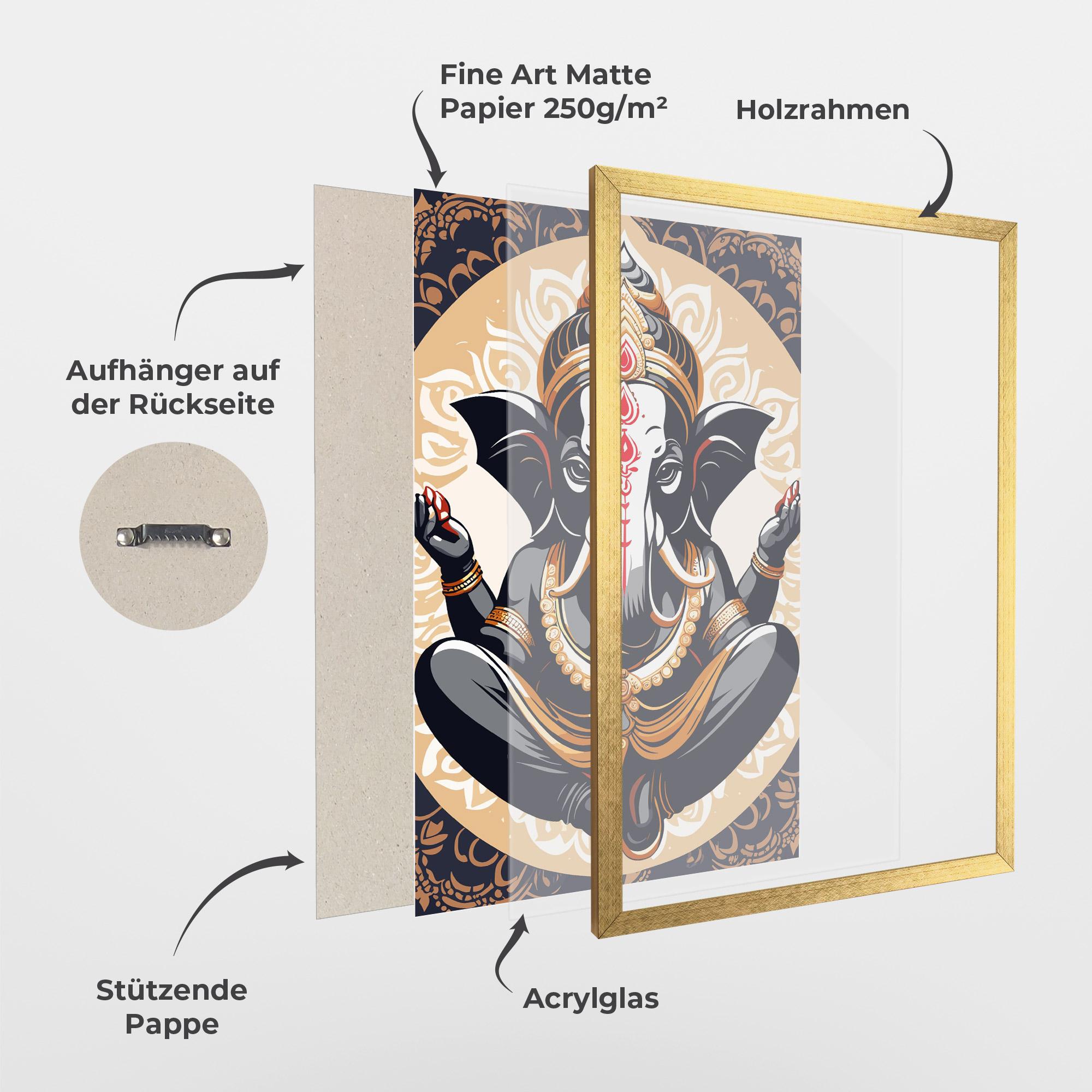 Gerahmte Poster Elefant Color Mix mockup 1