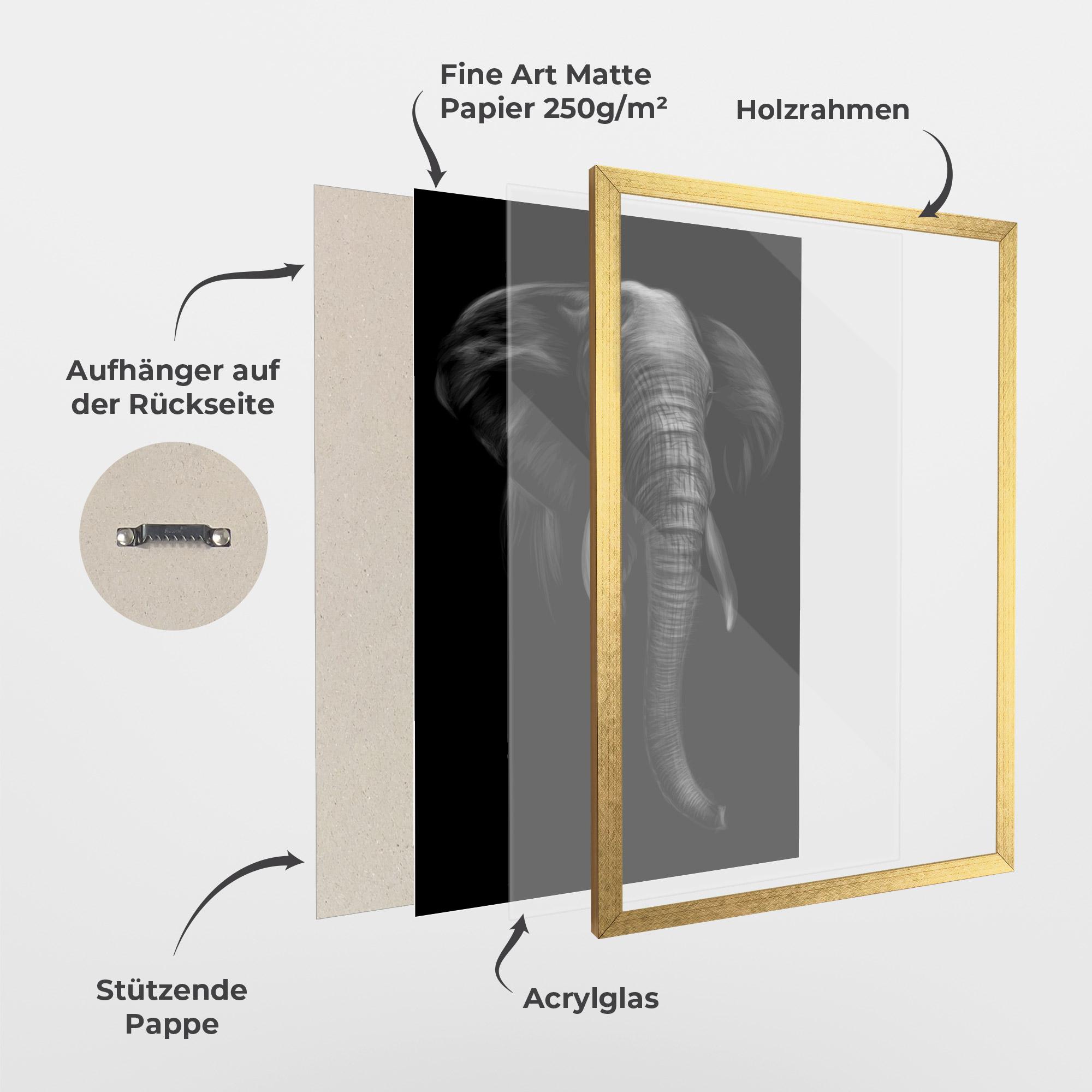 Gerahmte Poster Elephant Head mockup 1