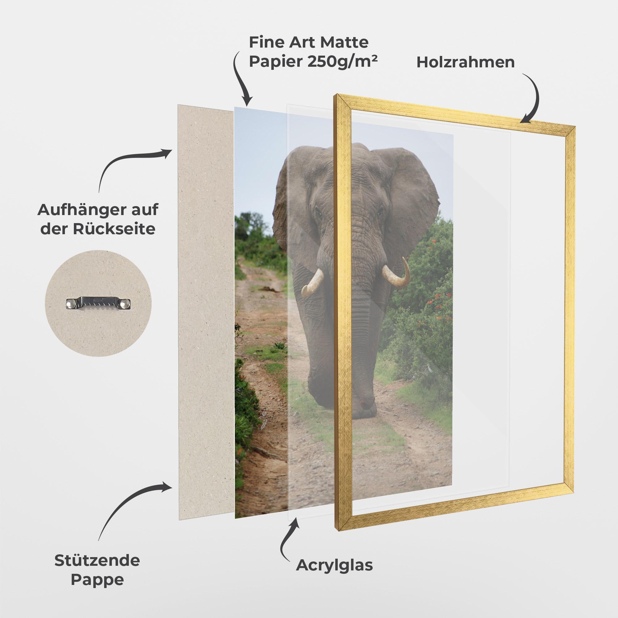 Gerahmte Poster Elephant Safari mockup 1
