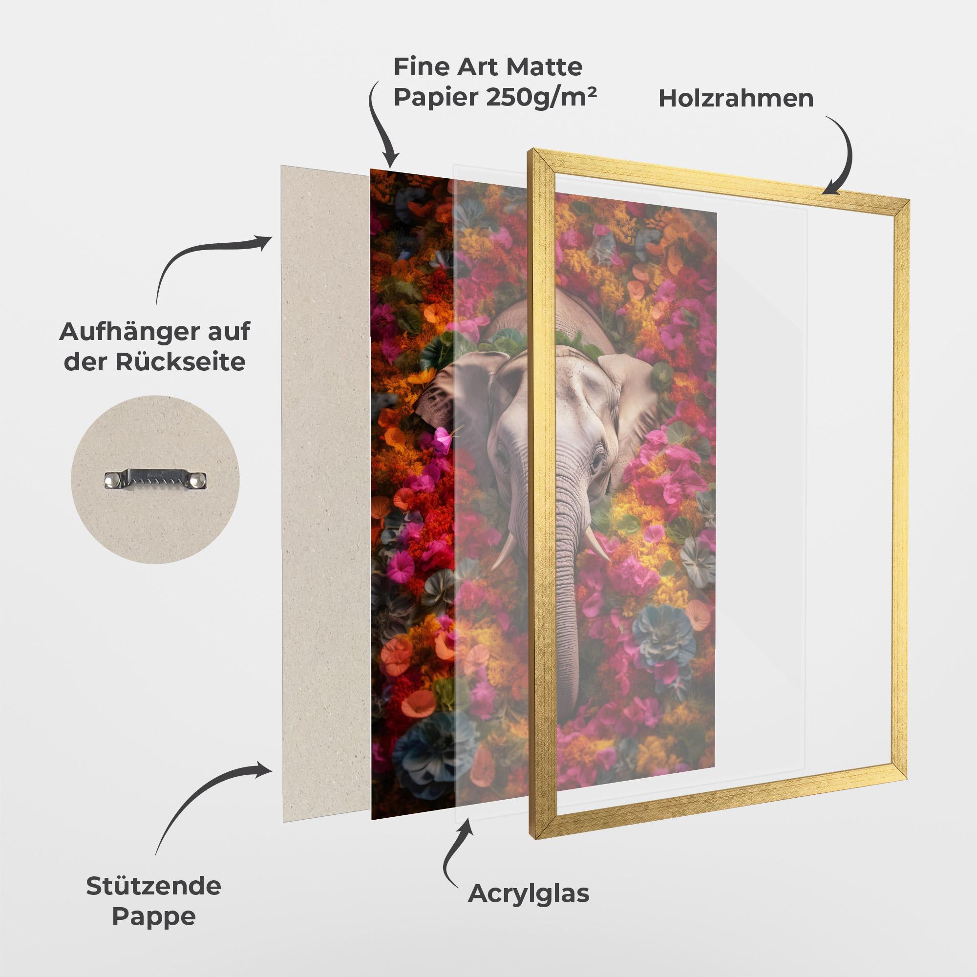 Gerahmte Poster Flower Elephant mockup 1