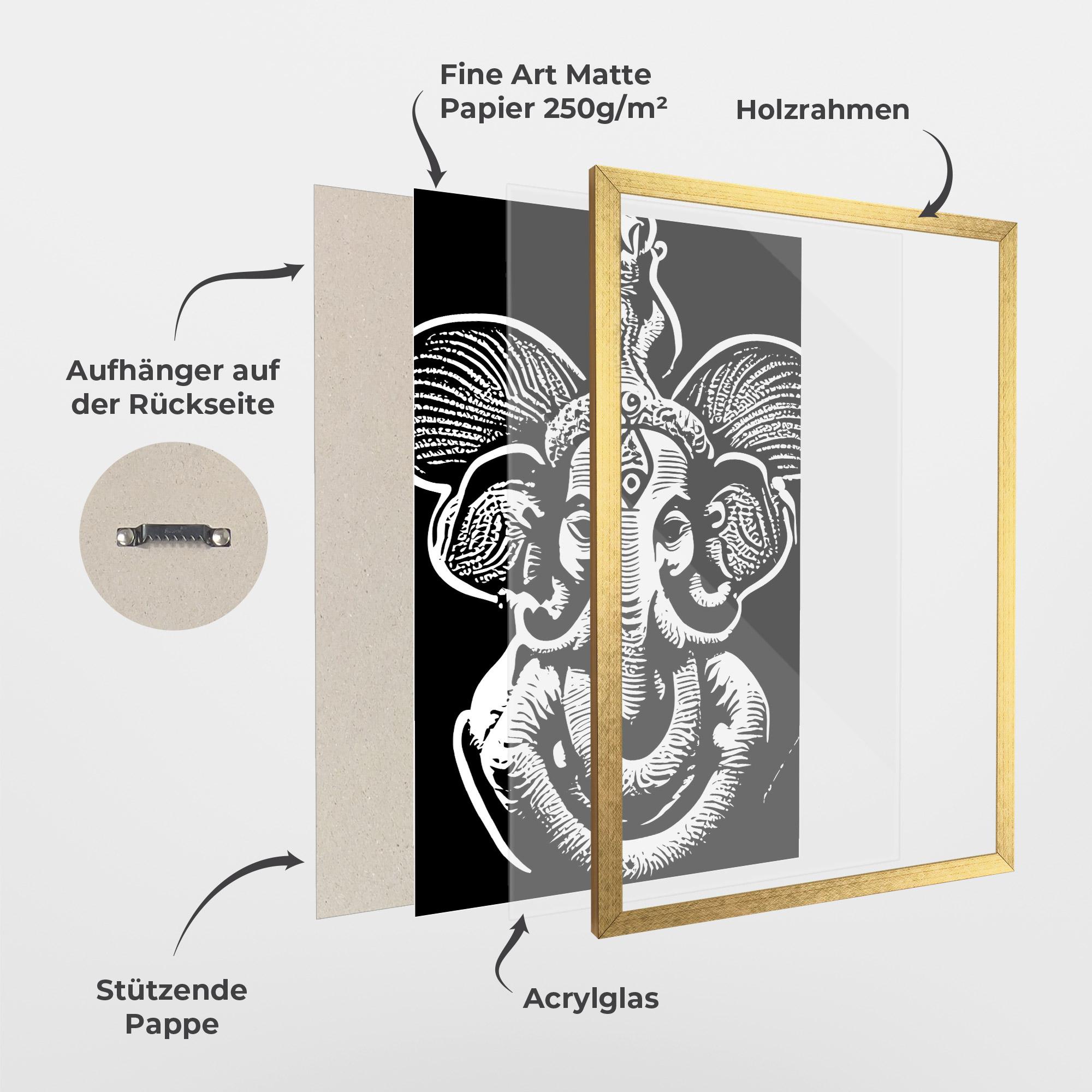 Gerahmte Poster White Head Elephant mockup 1