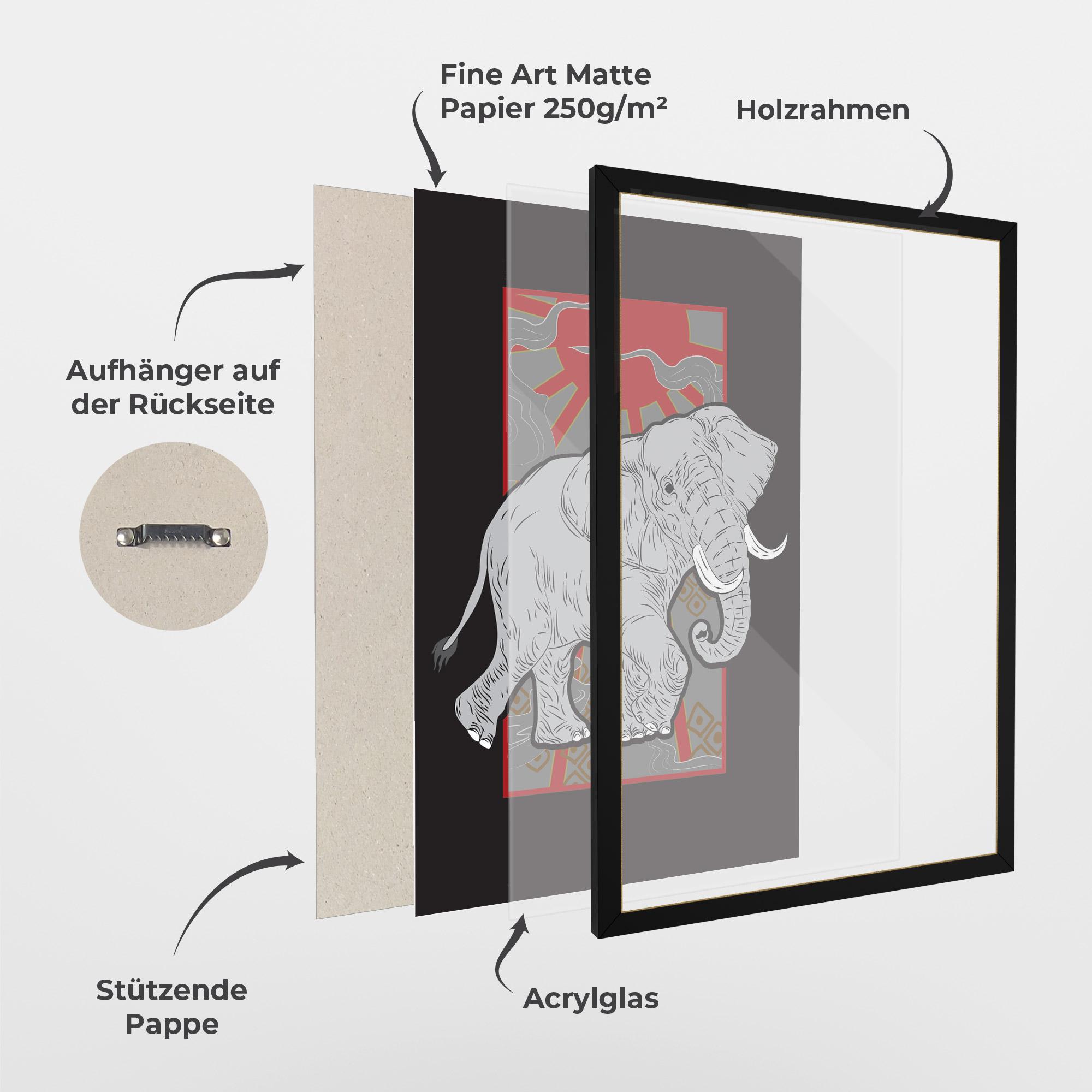 Gerahmte Poster Asian Elephant mockup 1