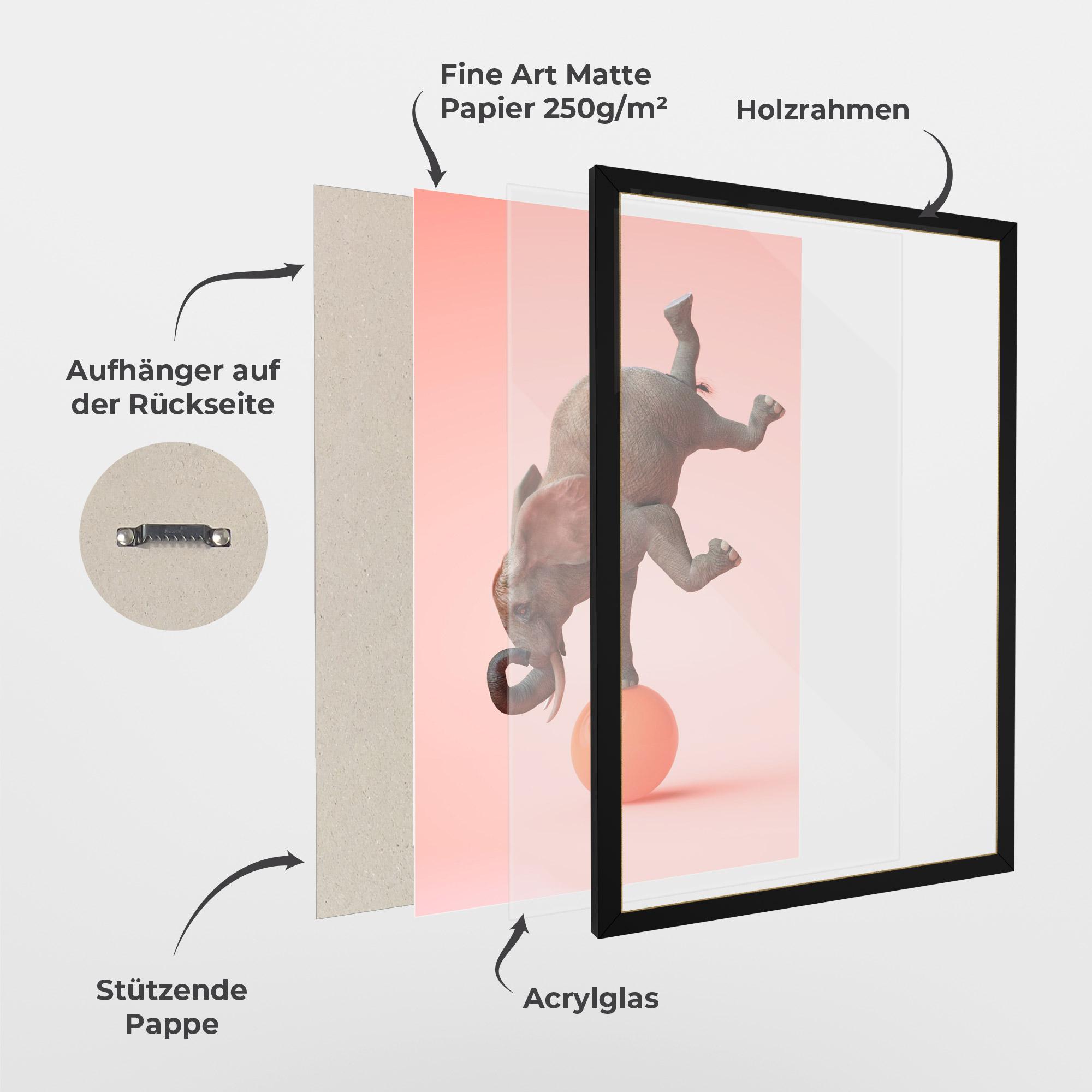 Gerahmte Poster Ball Elephant mockup 1
