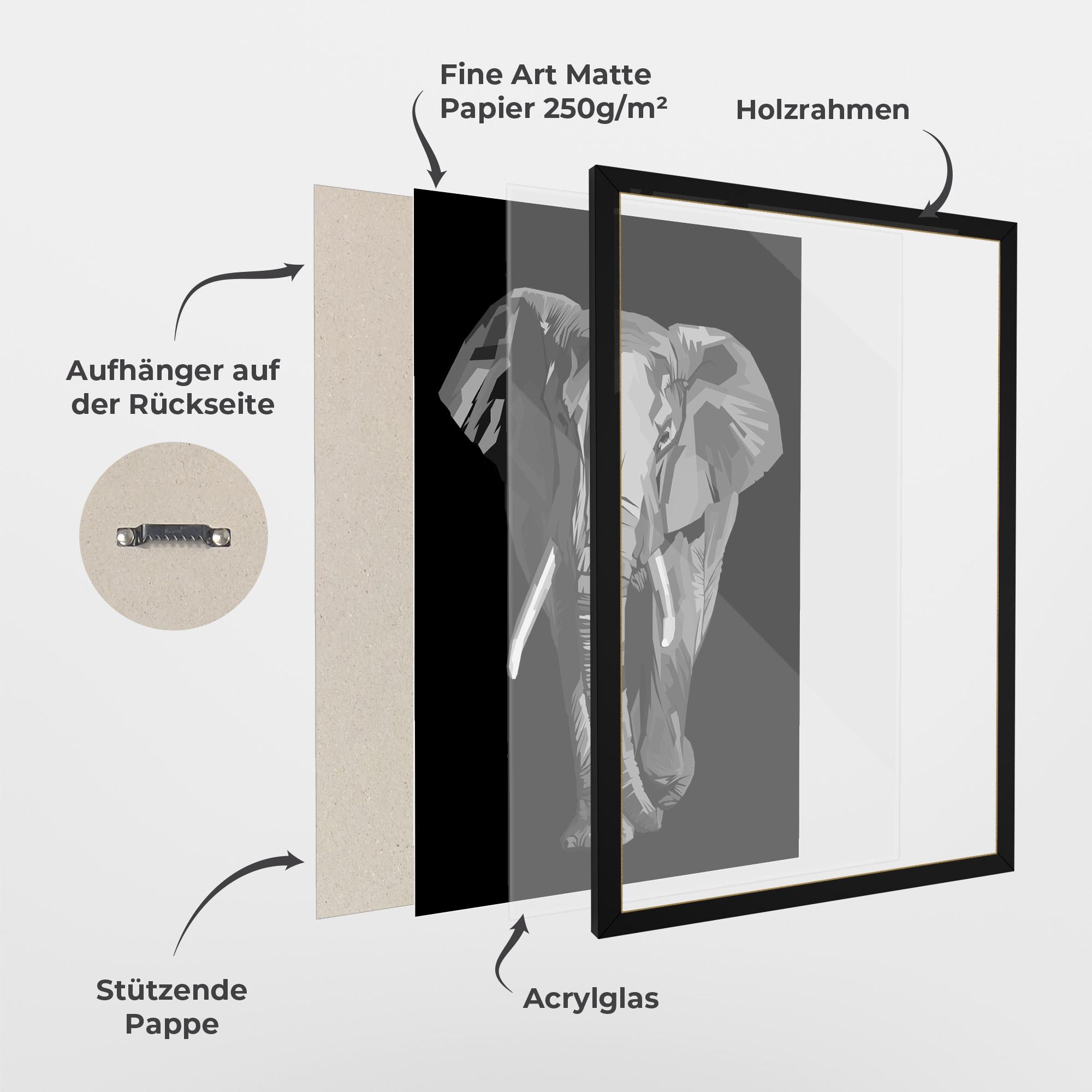 Gerahmte Poster Beautiful Grey Elephant mockup 1