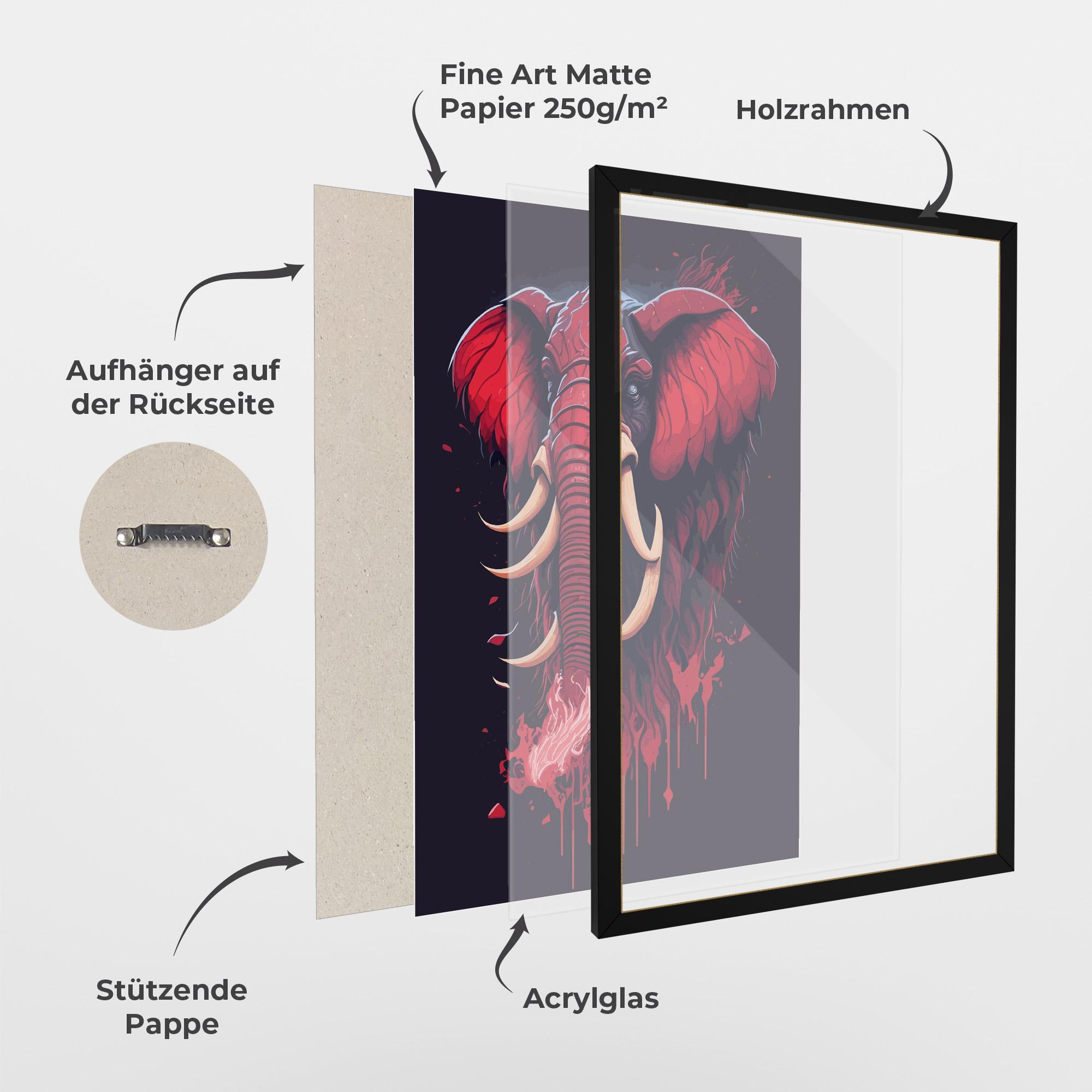 Gerahmte Poster Bloody Elephant mockup 1