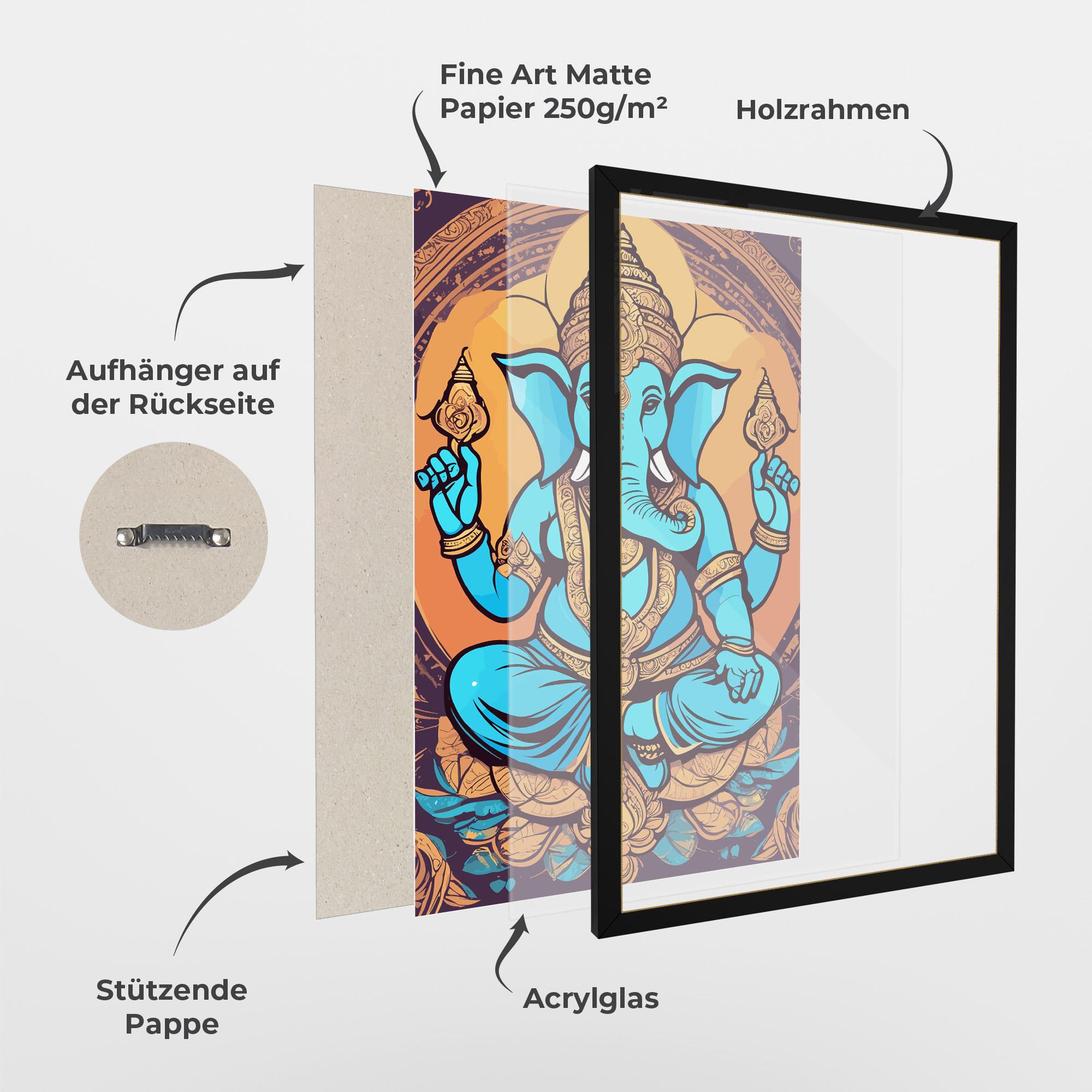 Gerahmte Poster Blue Elephant mockup 1