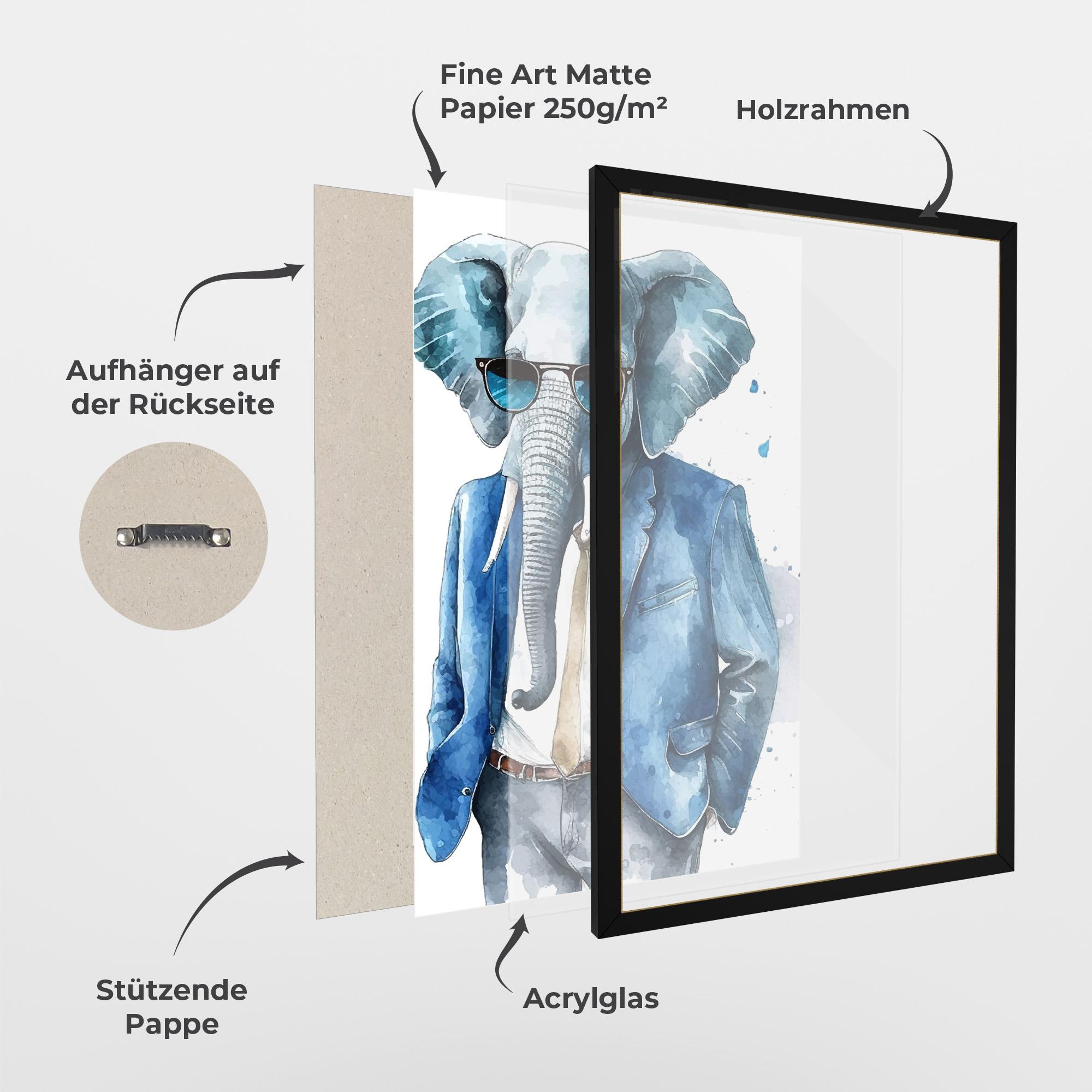 Gerahmte Poster Bussiness Elephant mockup 1