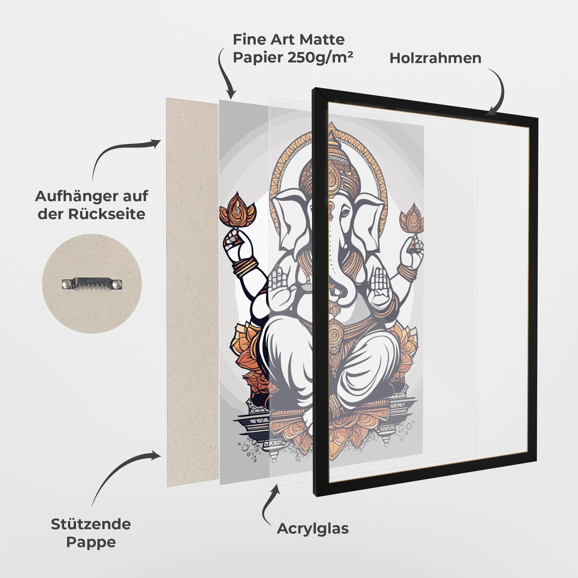 Gerahmte Poster Chaturthi Grey mockup 1