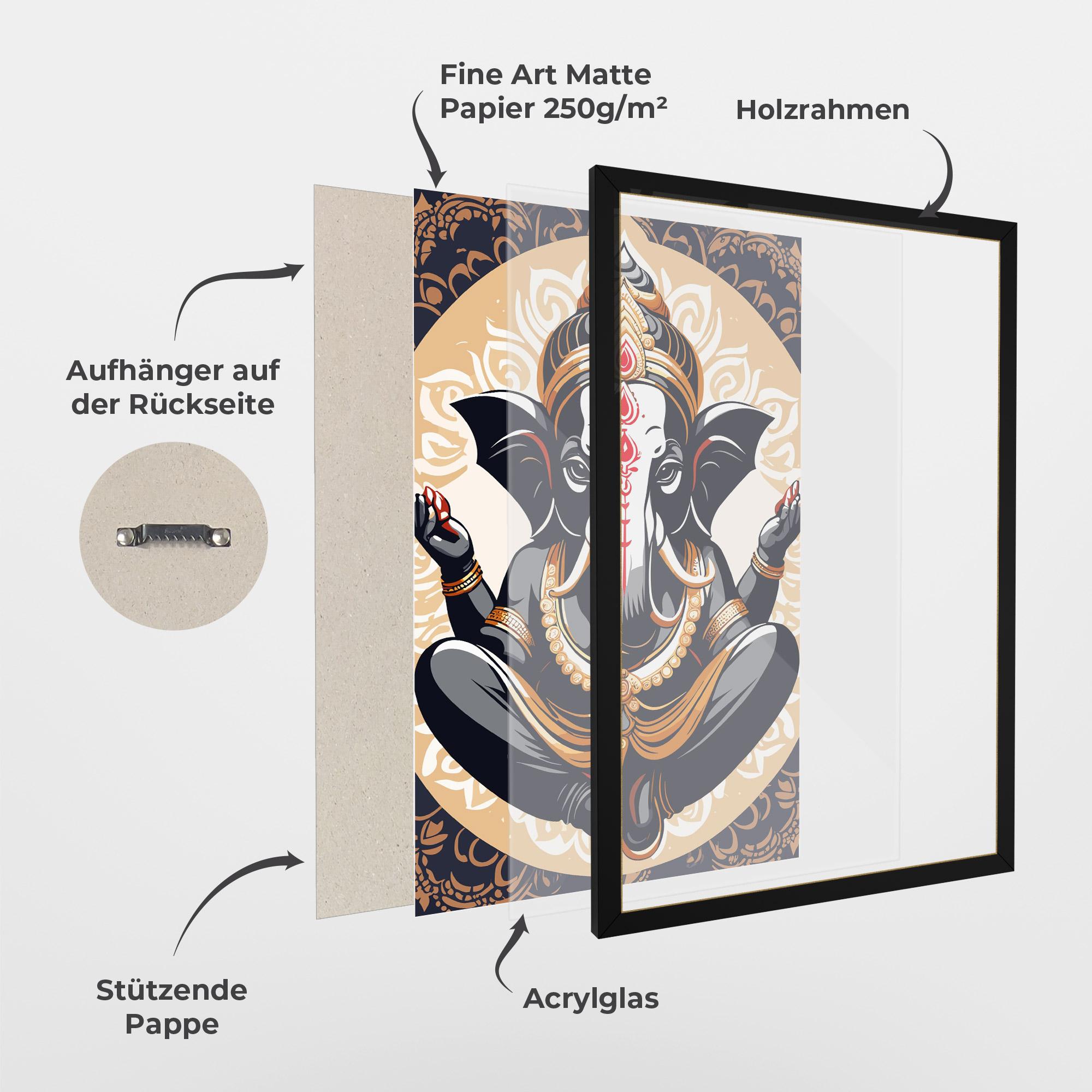 Gerahmte Poster Elefant Color Mix mockup 1