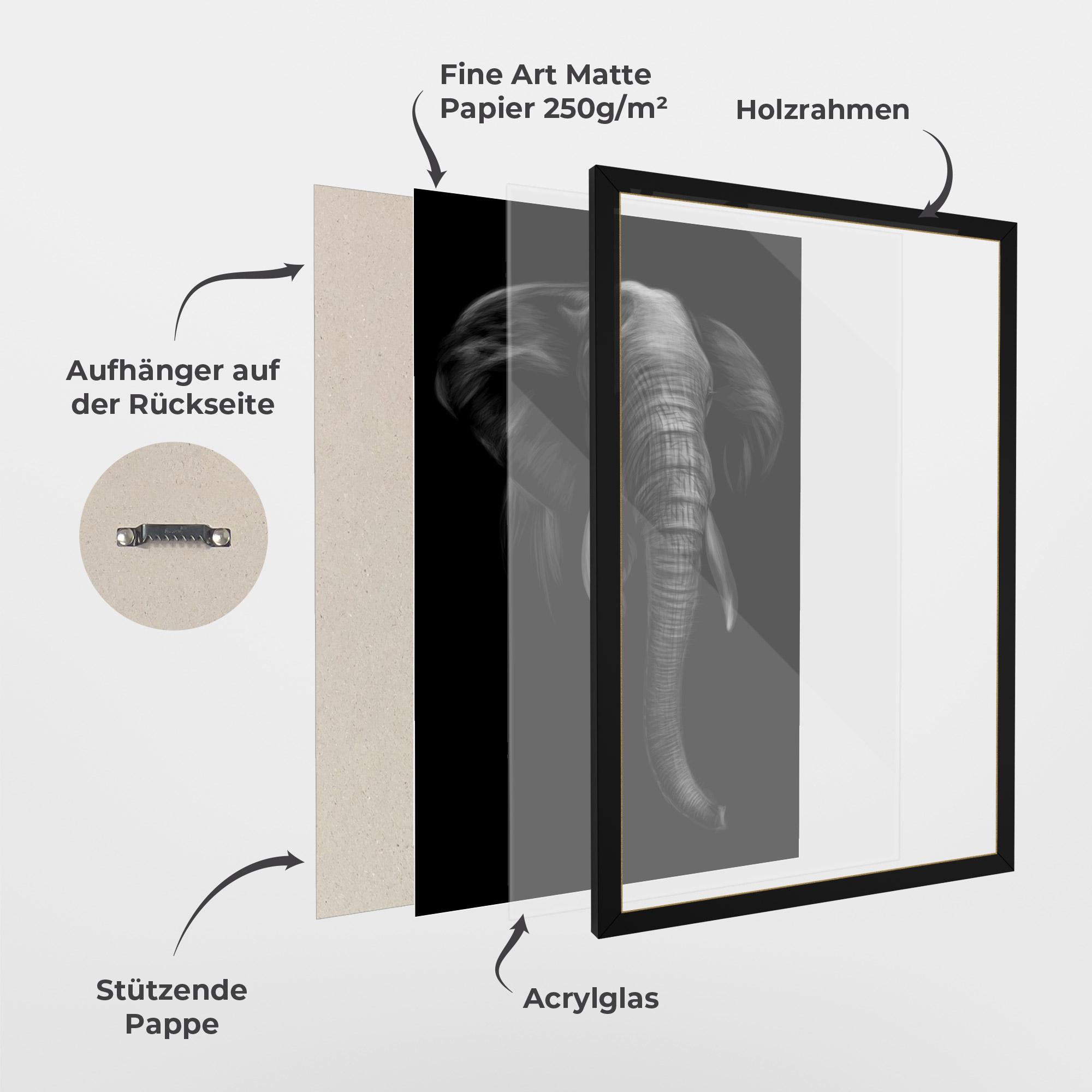 Gerahmte Poster Elephant Head mockup 1