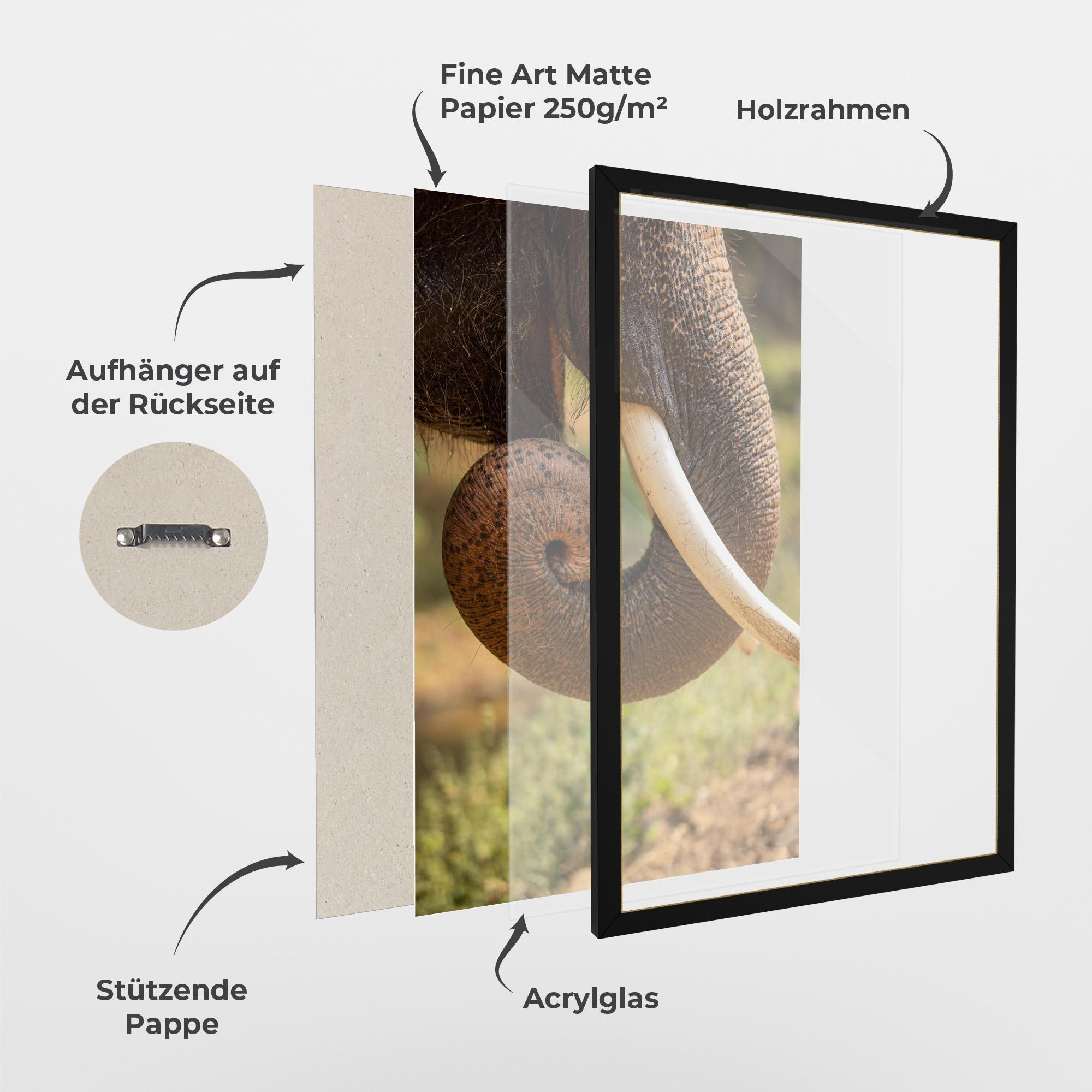 Gerahmte Poster Elephant Mouth Close Up mockup 1