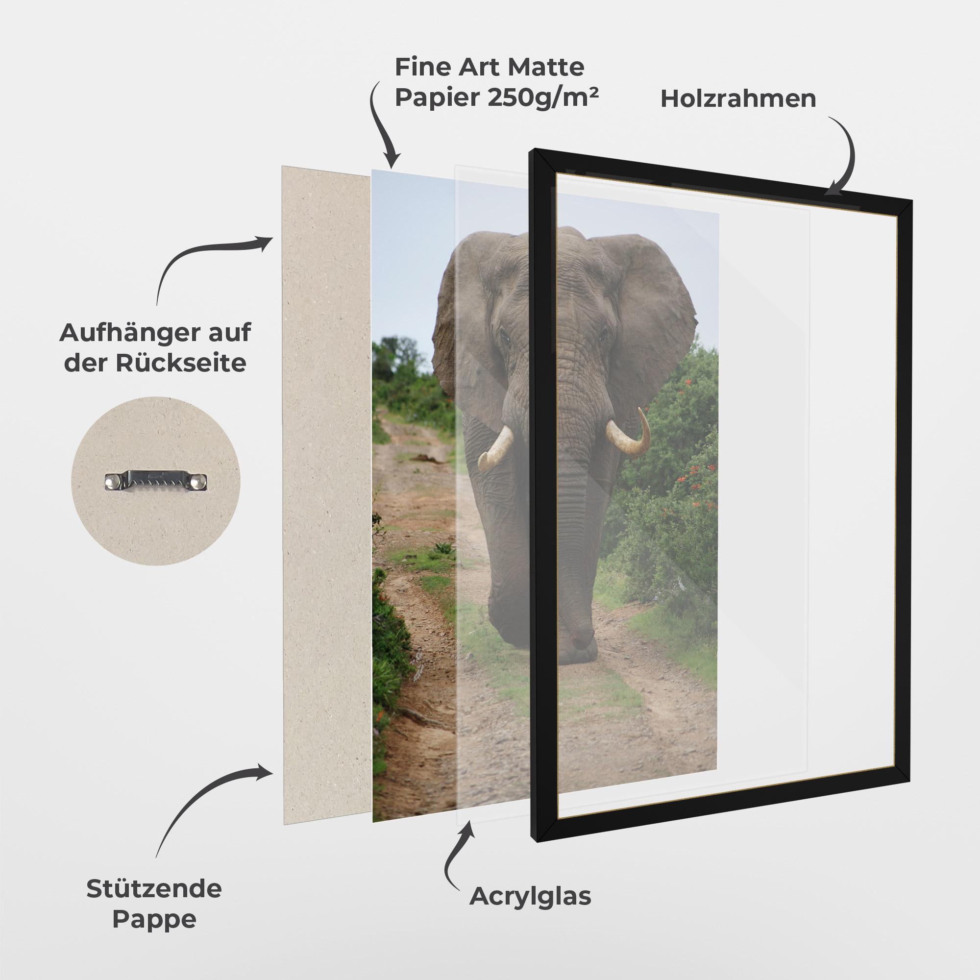 Gerahmte Poster Elephant Safari mockup 1
