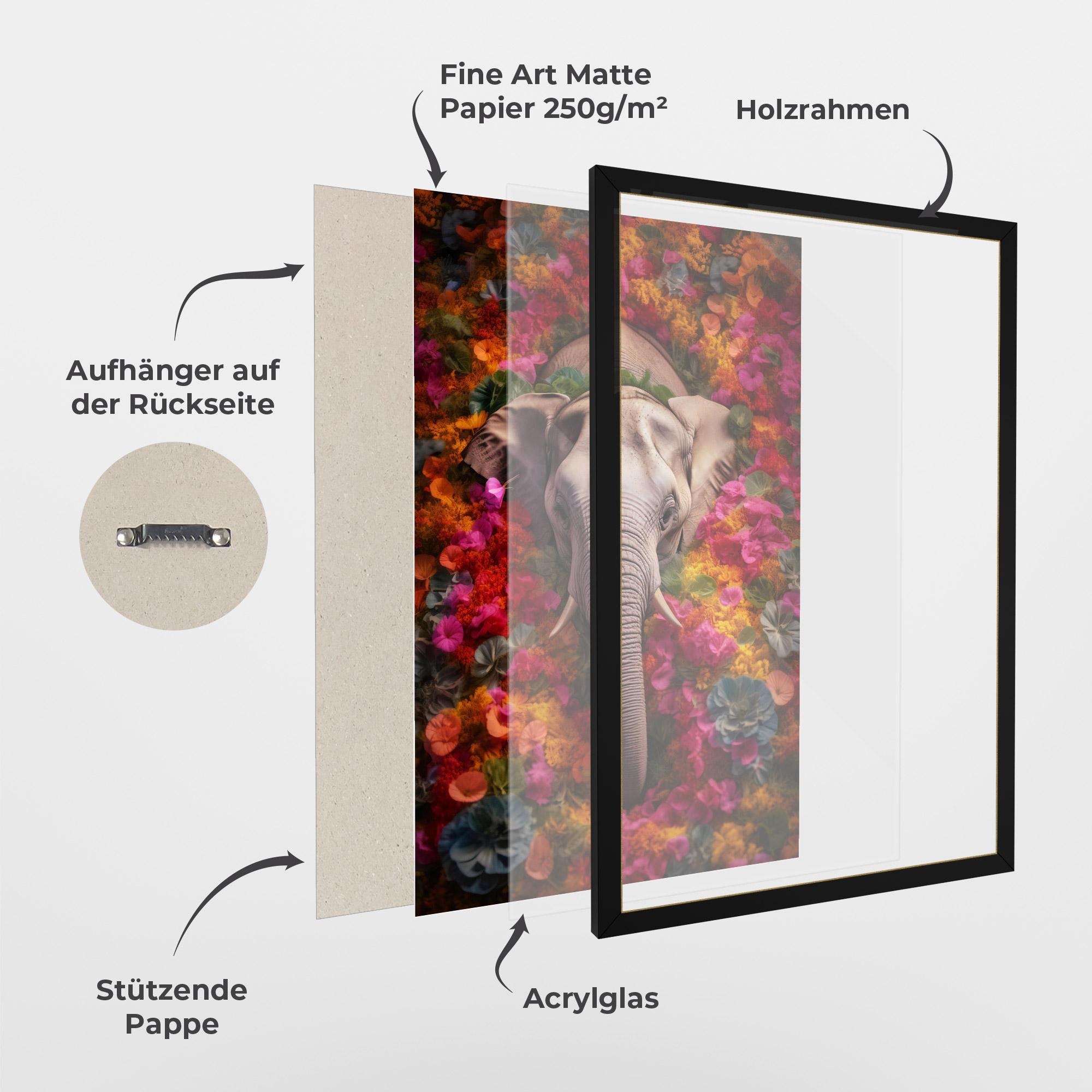 Gerahmte Poster Flower Elephant mockup 1