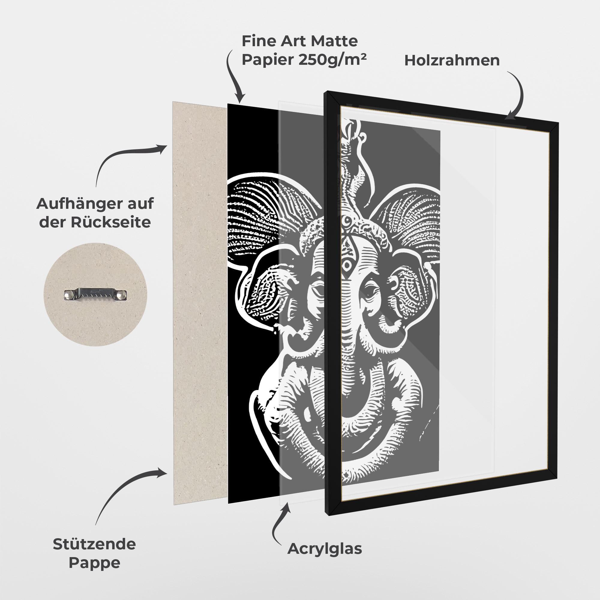 Gerahmte Poster White Head Elephant mockup 1