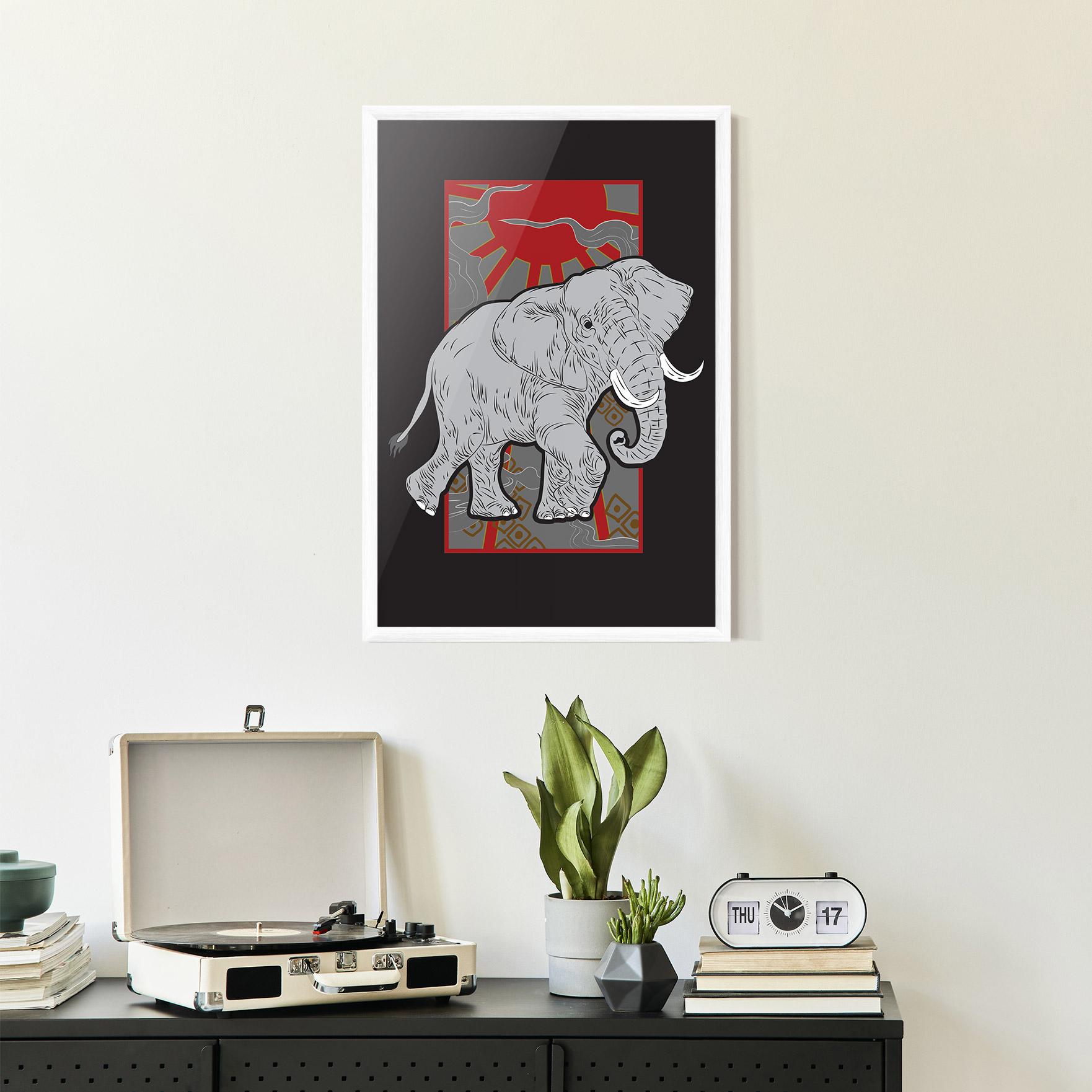 Gerahmte Poster Asian Elephant mockup 2