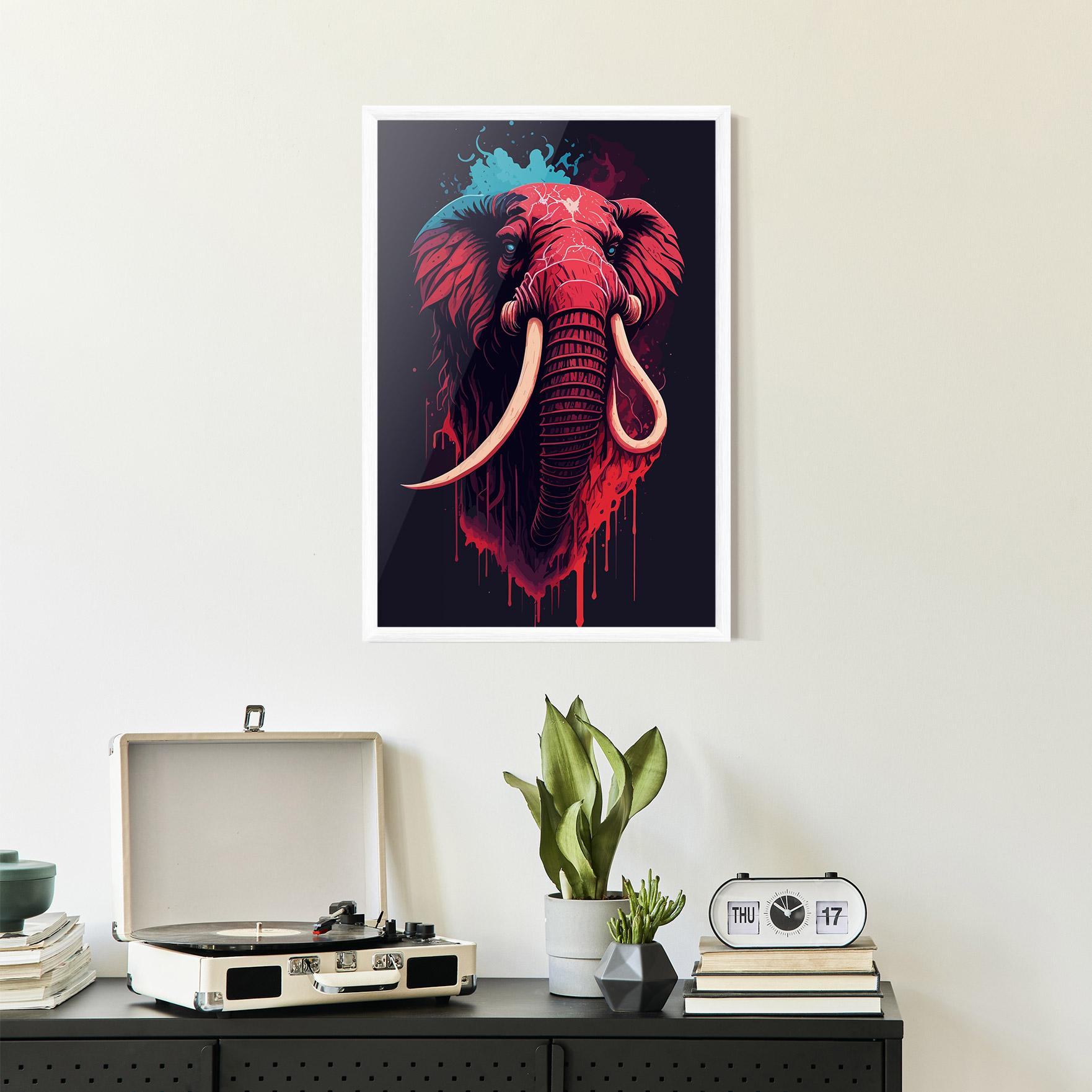 Gerahmte Poster Blue Red Elephant mockup 2
